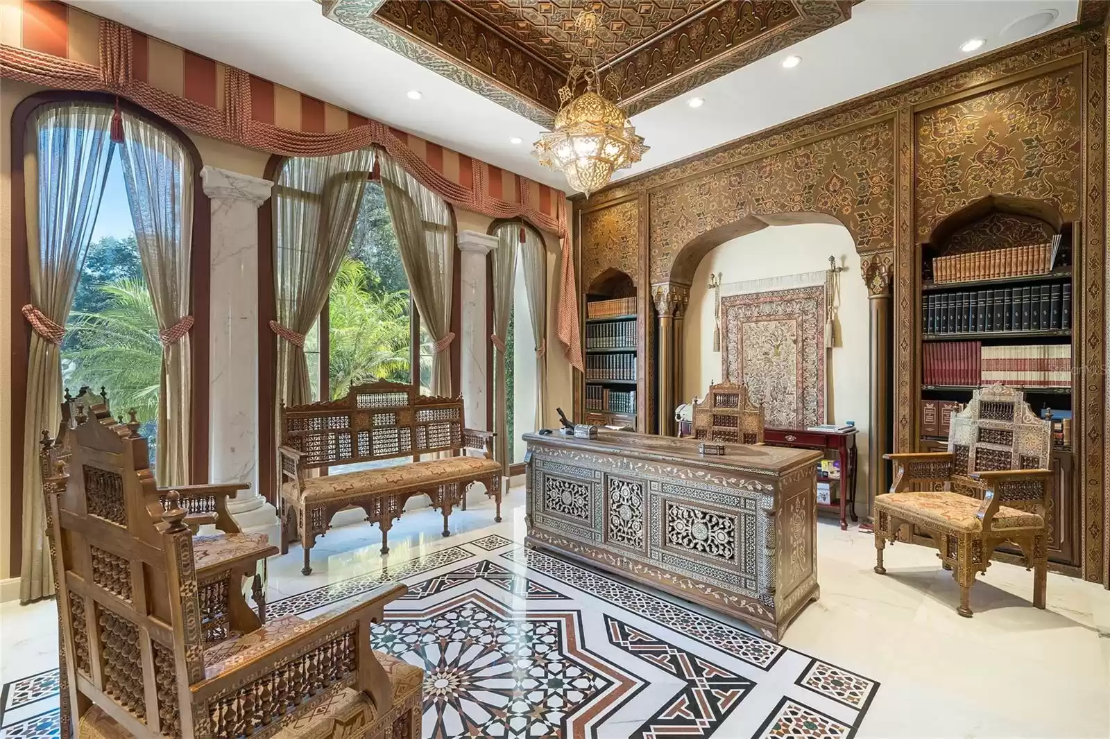 Home office was designed and imported from Morocco