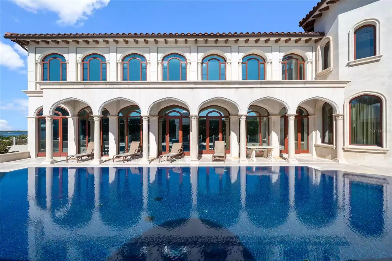 View of the veranda from the floating edge pool