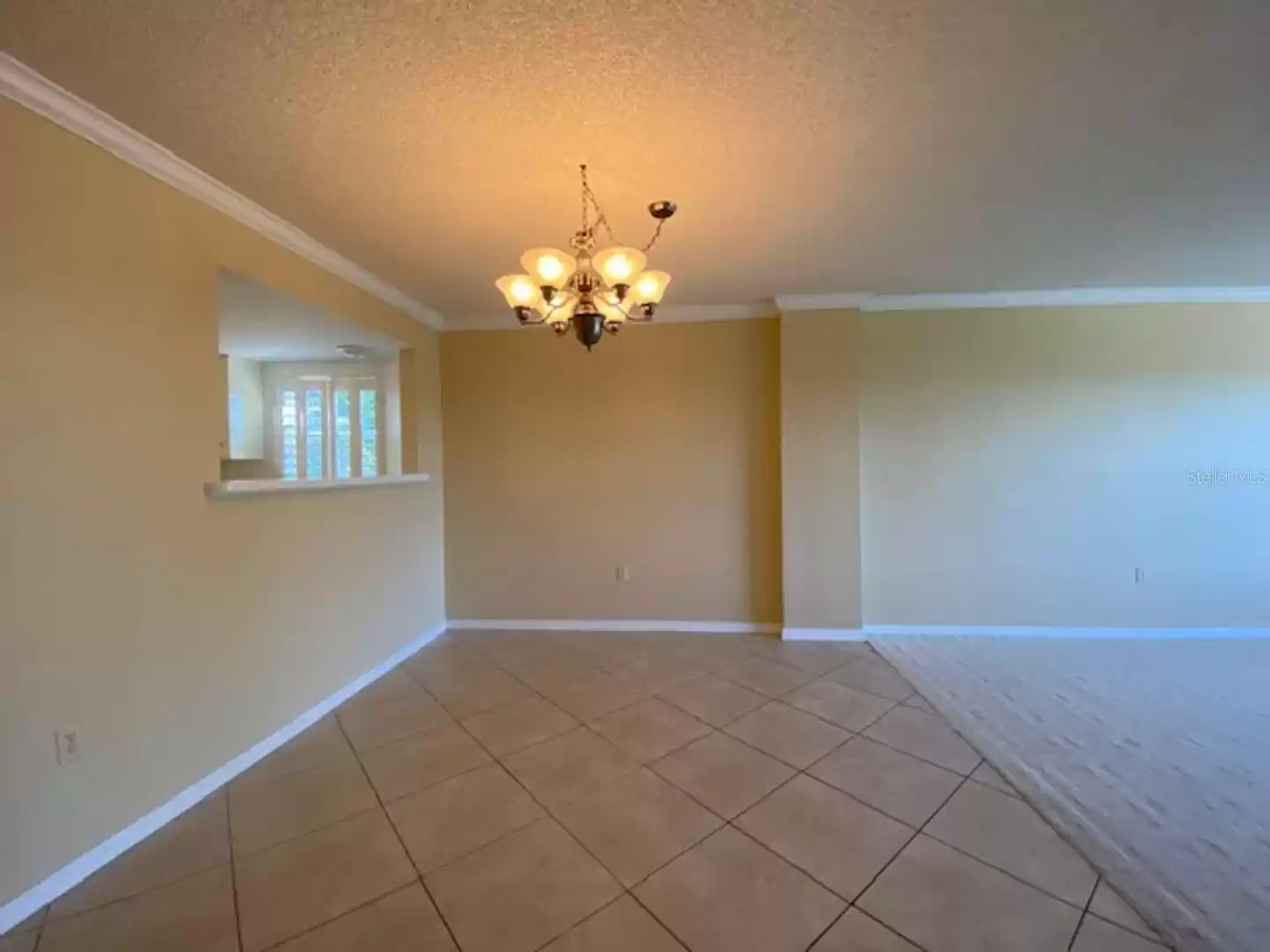 Dining room, with living to the right.