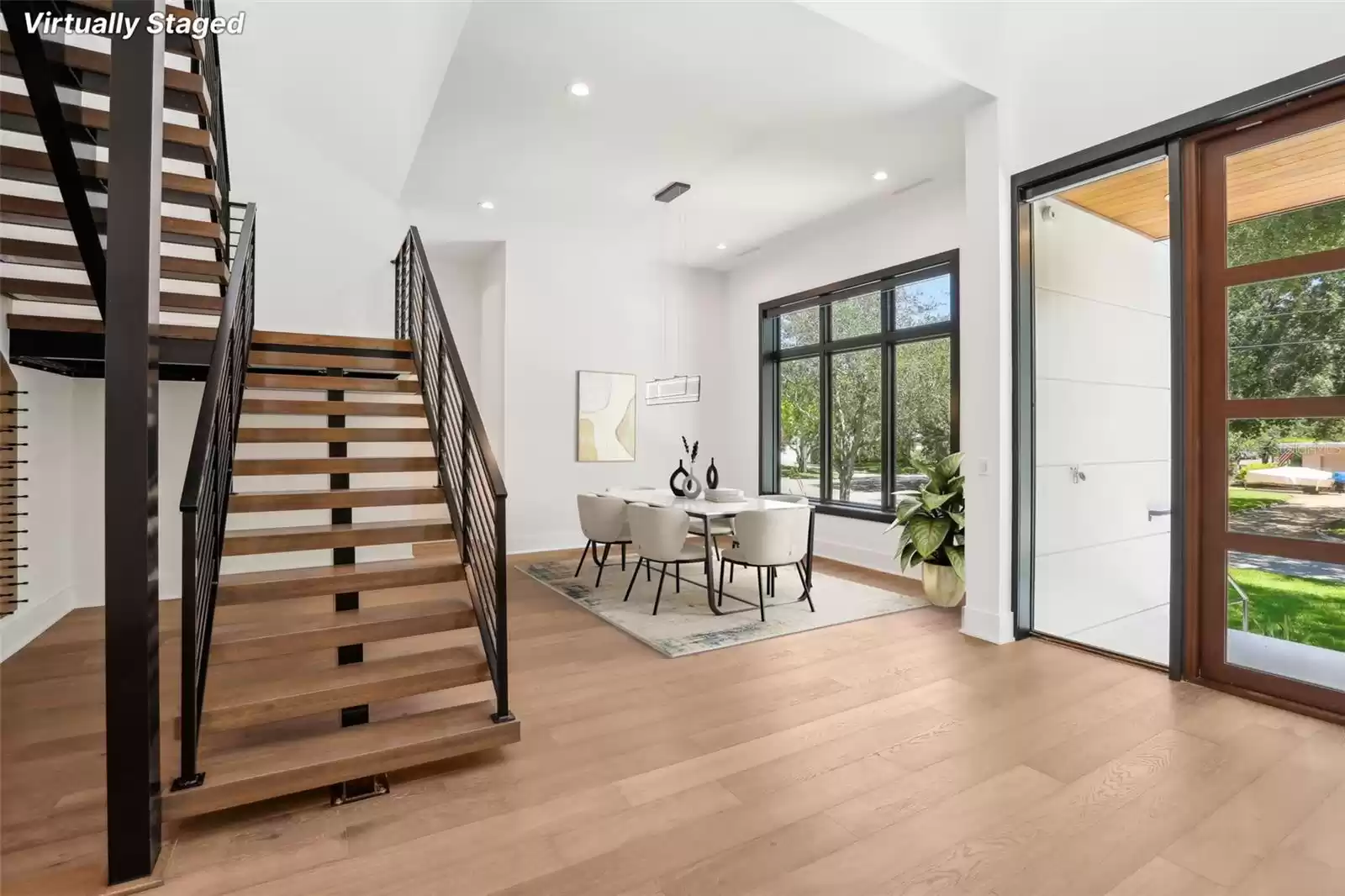 staged dining area