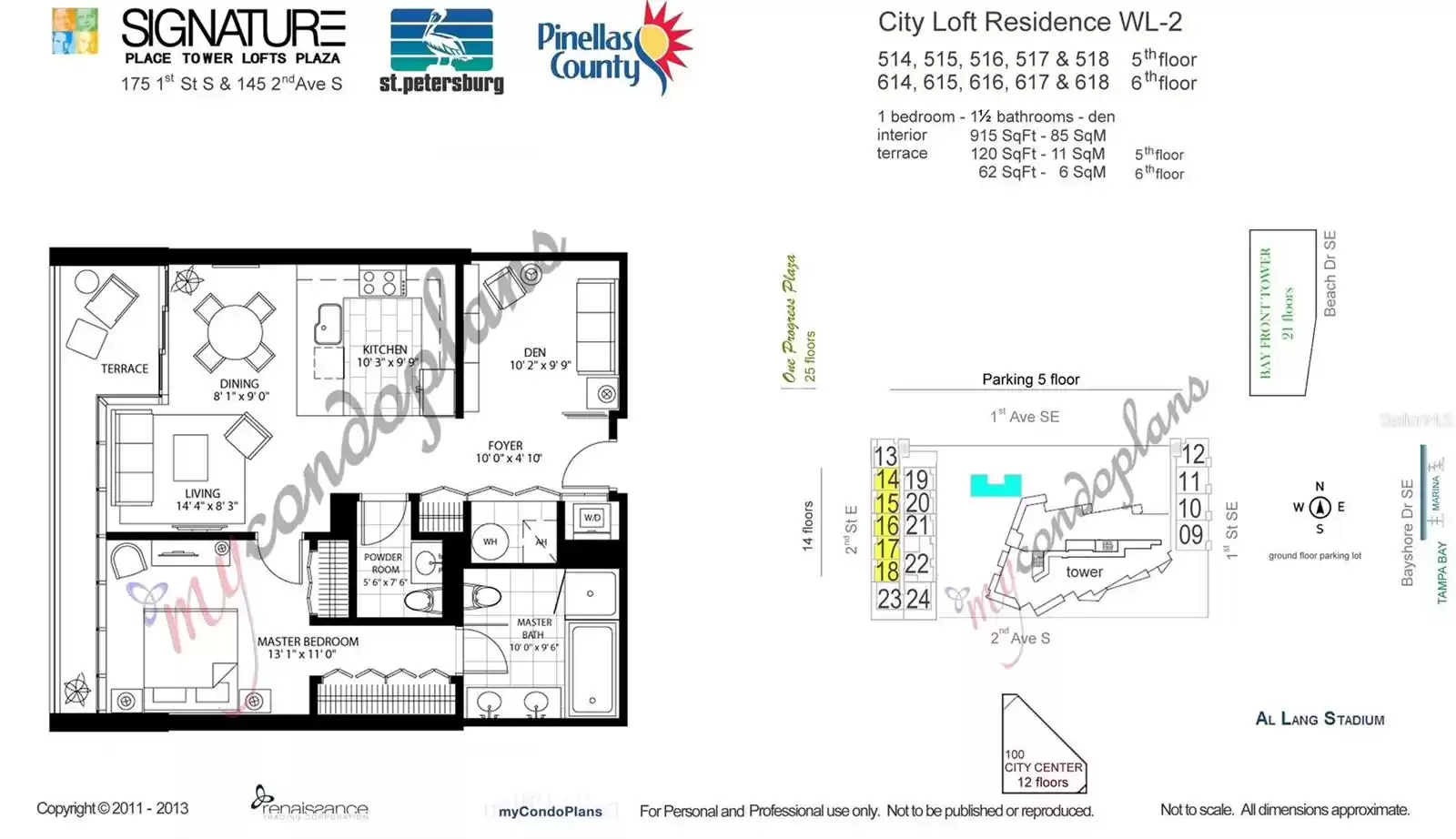 Floor Plan and Unit Location / Close to parking and pool deck / private entrance and elevator