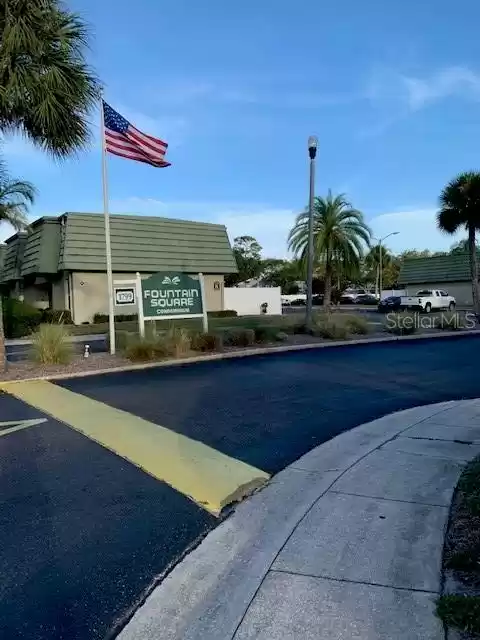 Main entrance with US Flag