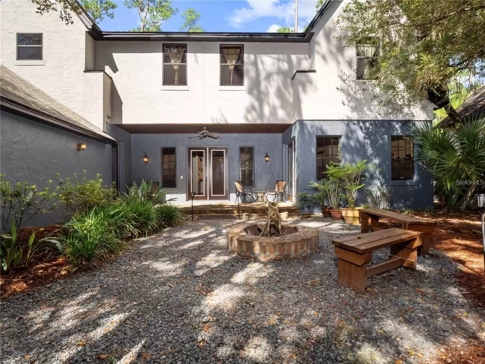 Backyard. Expansive outdoor living space with fire pit