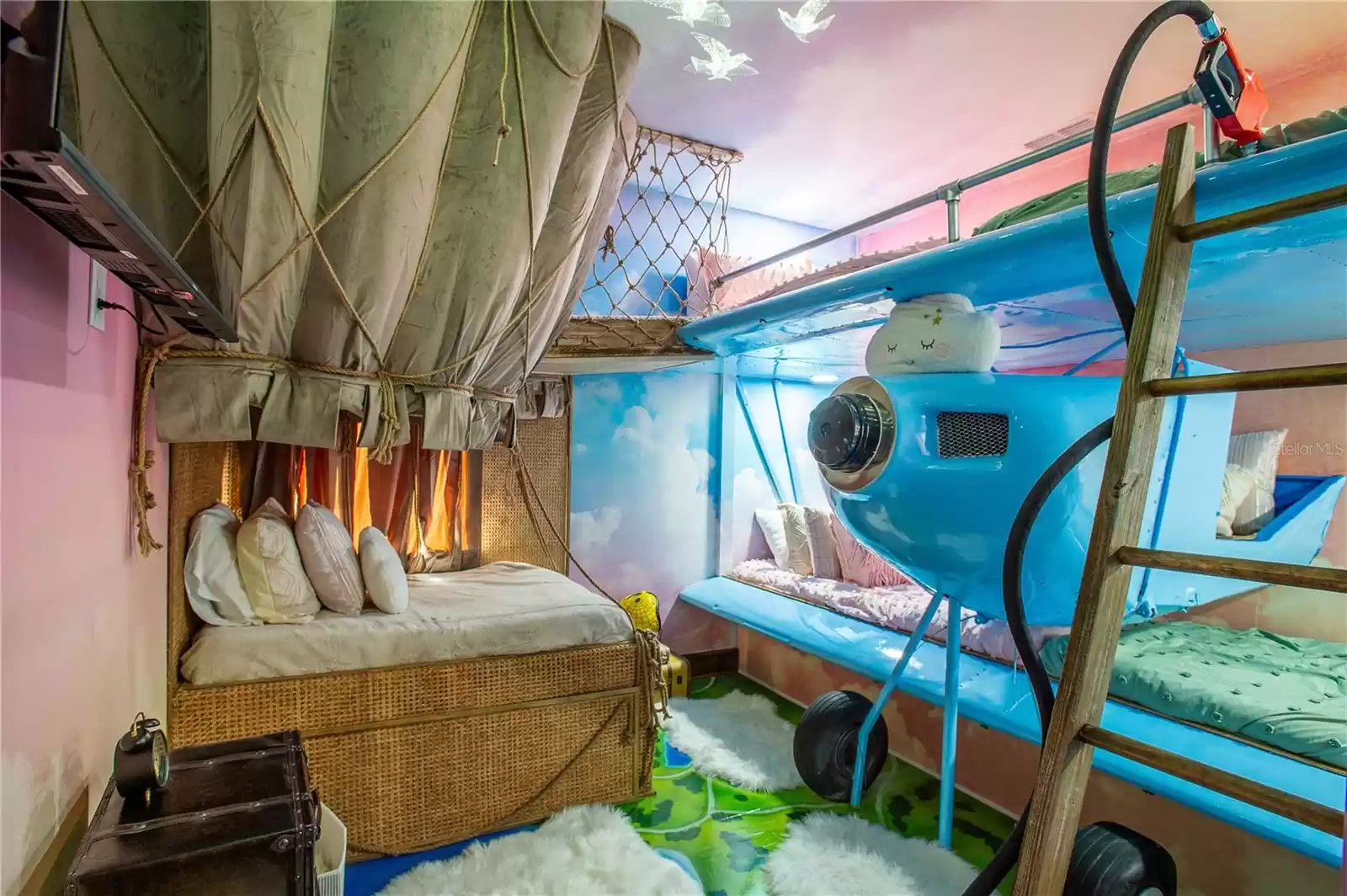 Bi-Plane converted to 4 bunk beds with Hot Air Balloon Nooks