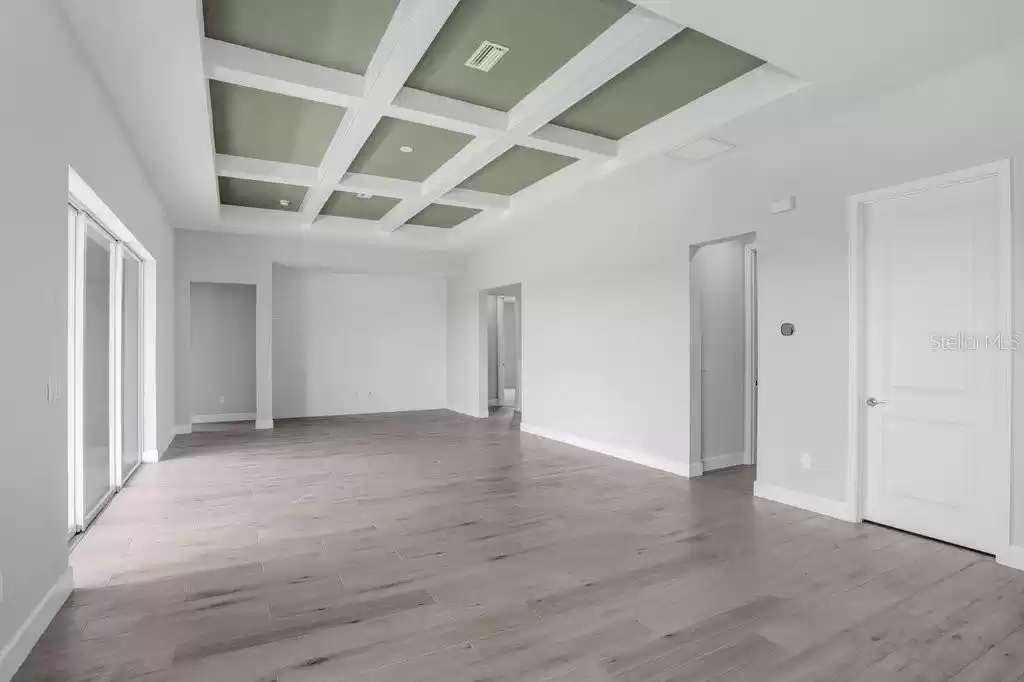 Great Room with Coffered Ceiling