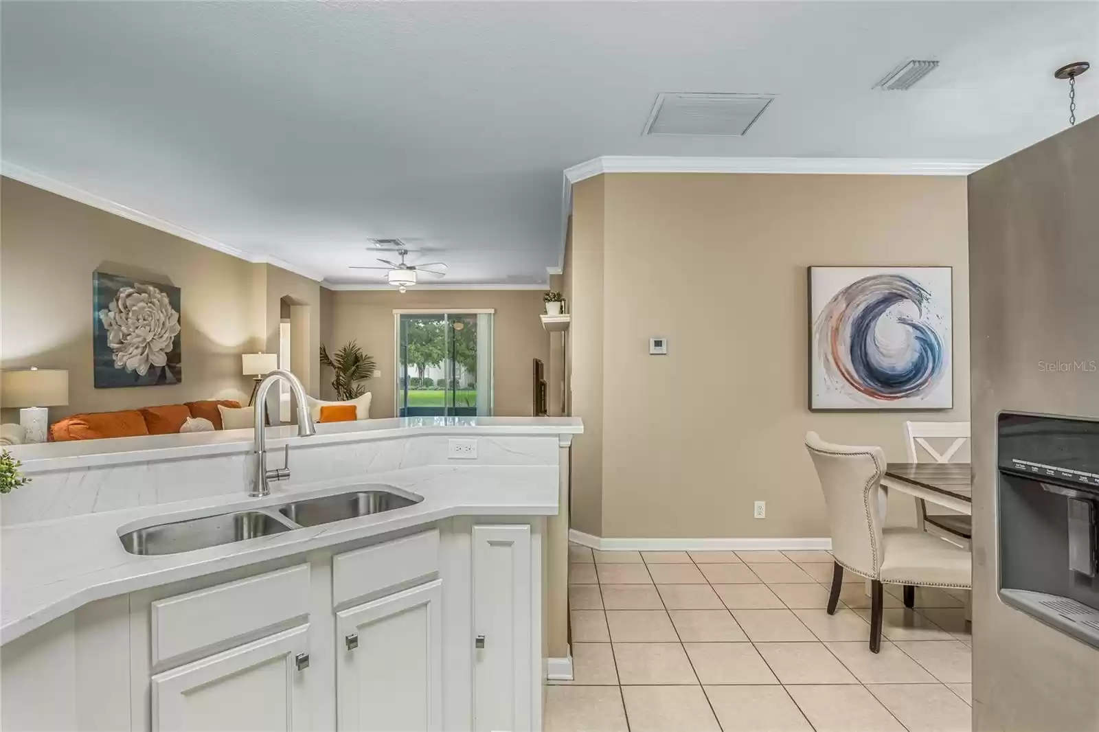 View from Kitchen to Dinette & Great Room area