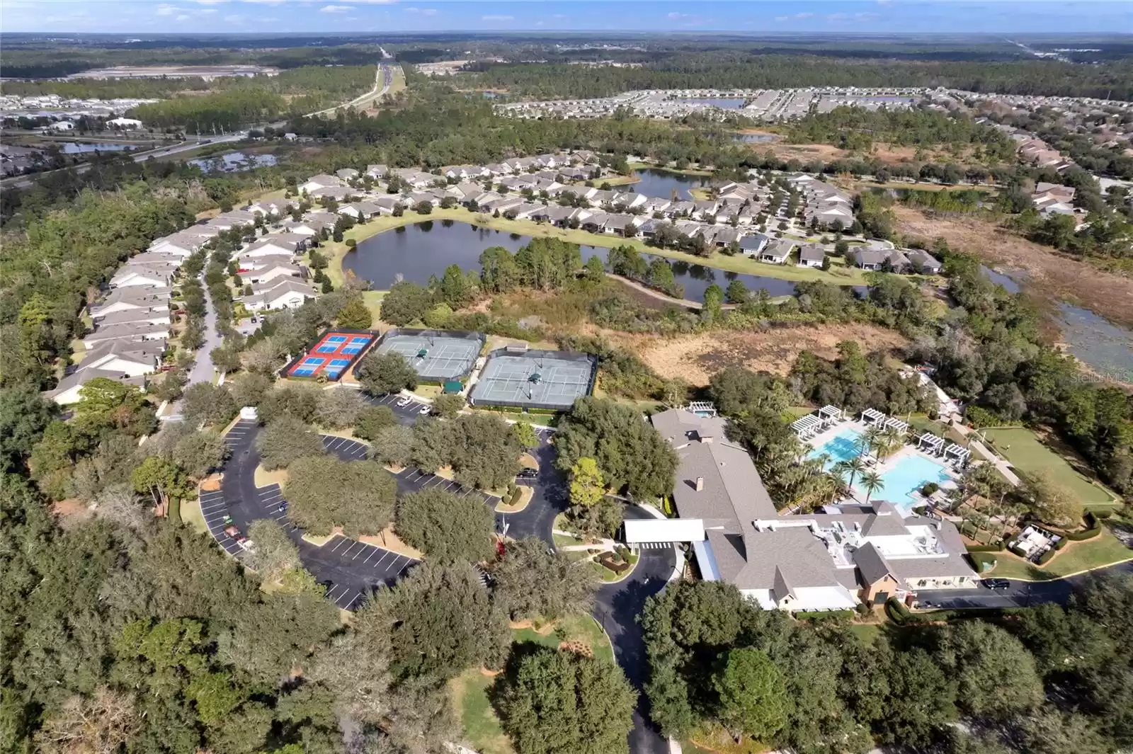 Aerial view of the private Victoria Gardens clubhouse amenities