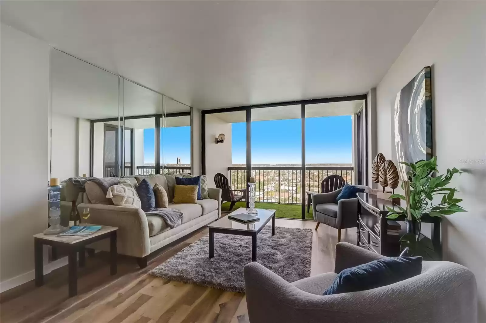 Main living area looking towards balcony