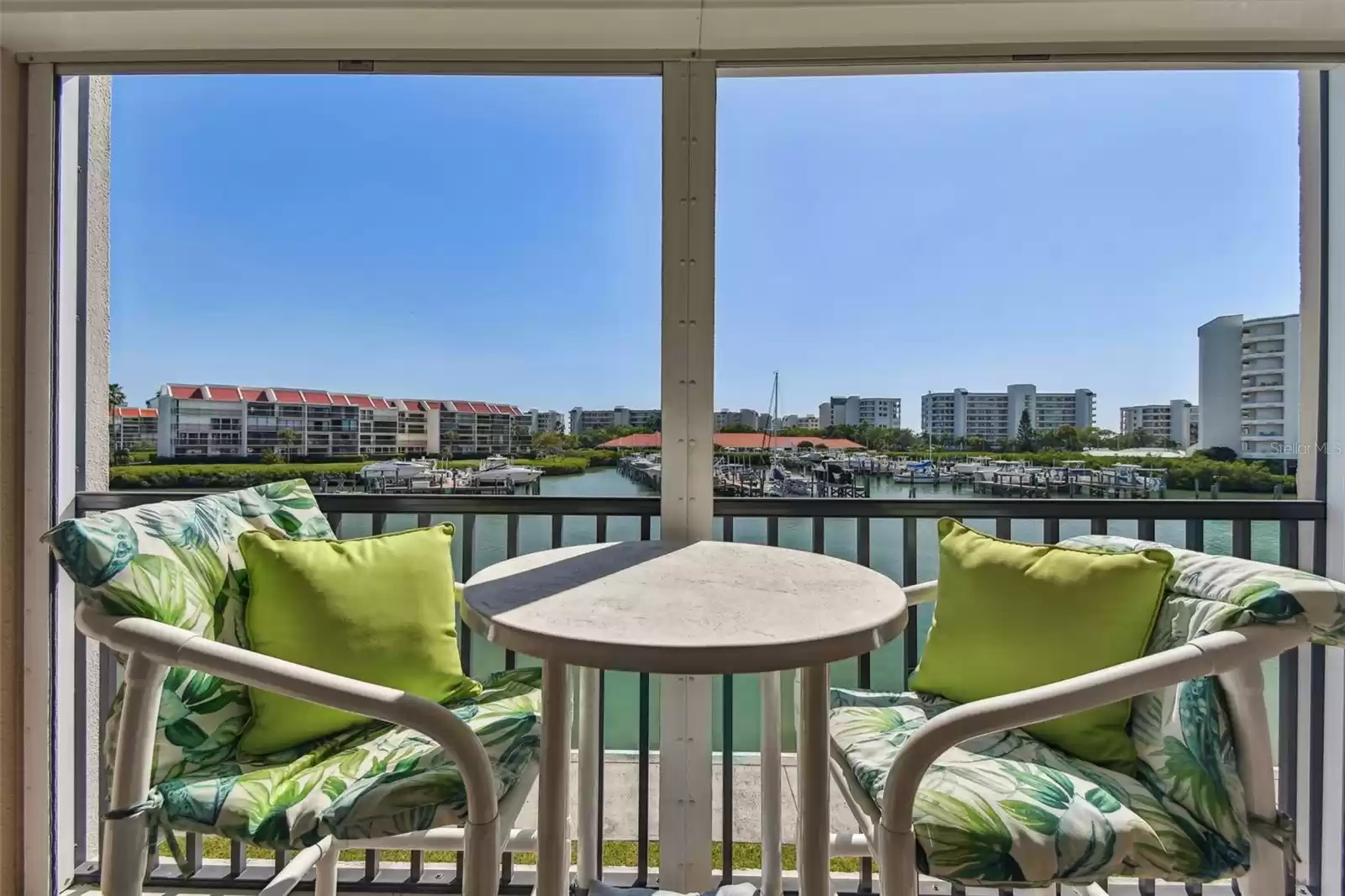 Covered balcony with storage closet