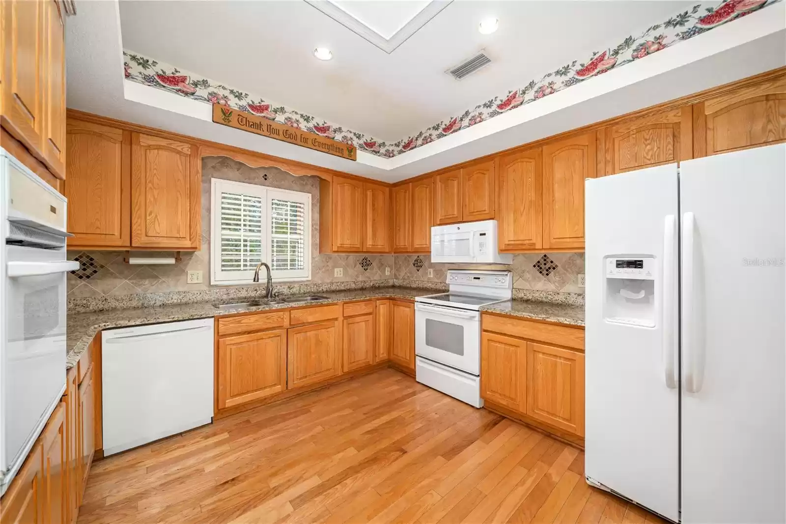 Kitchen with a generous amount of counter space.