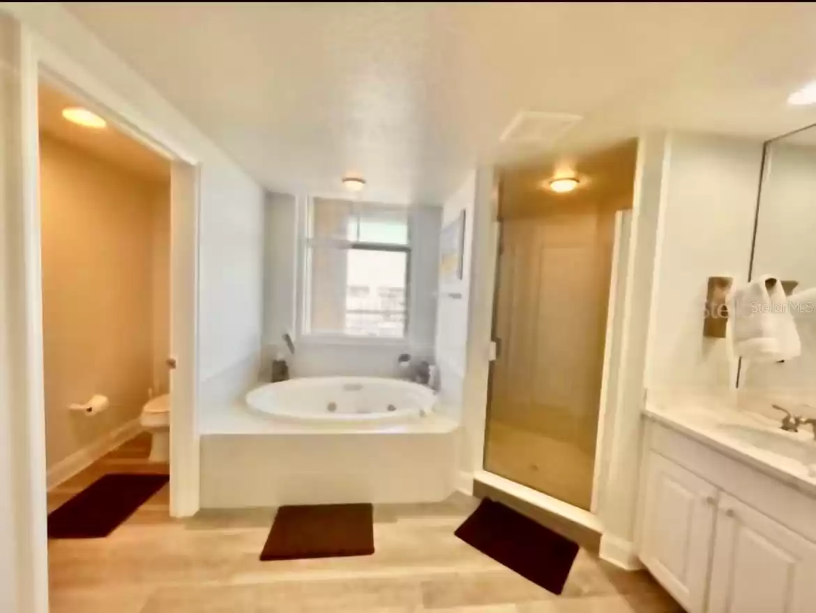 Large primary bath with soaking tub and double vanity