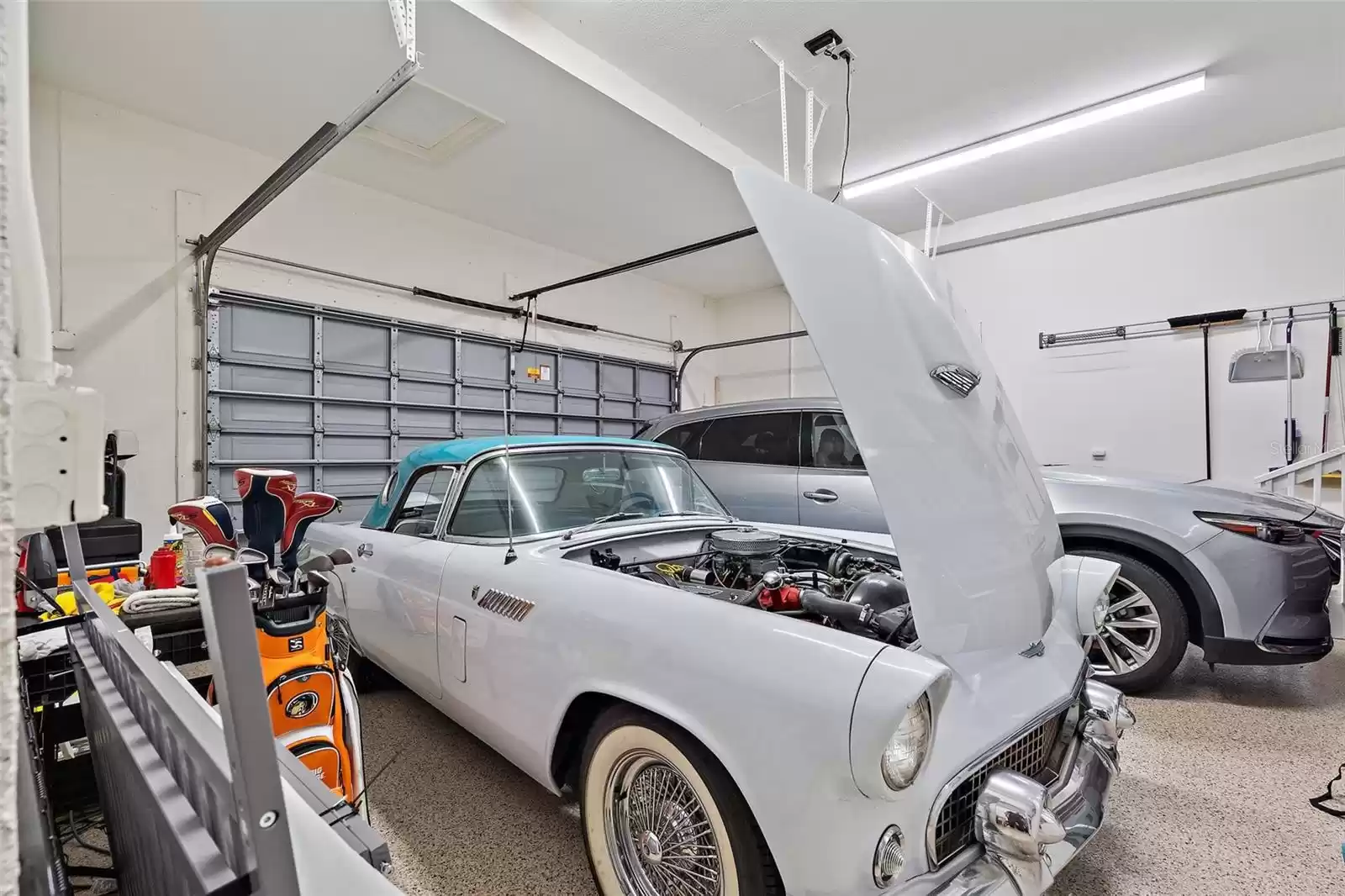 Epoxy coated three car garage.