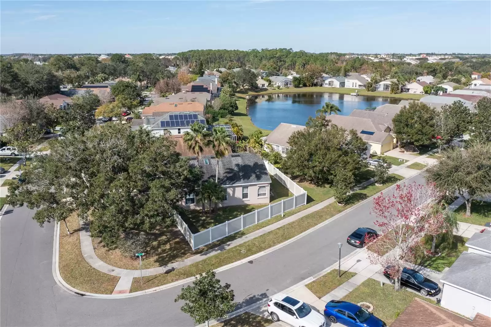 Corner Side aerial view of property