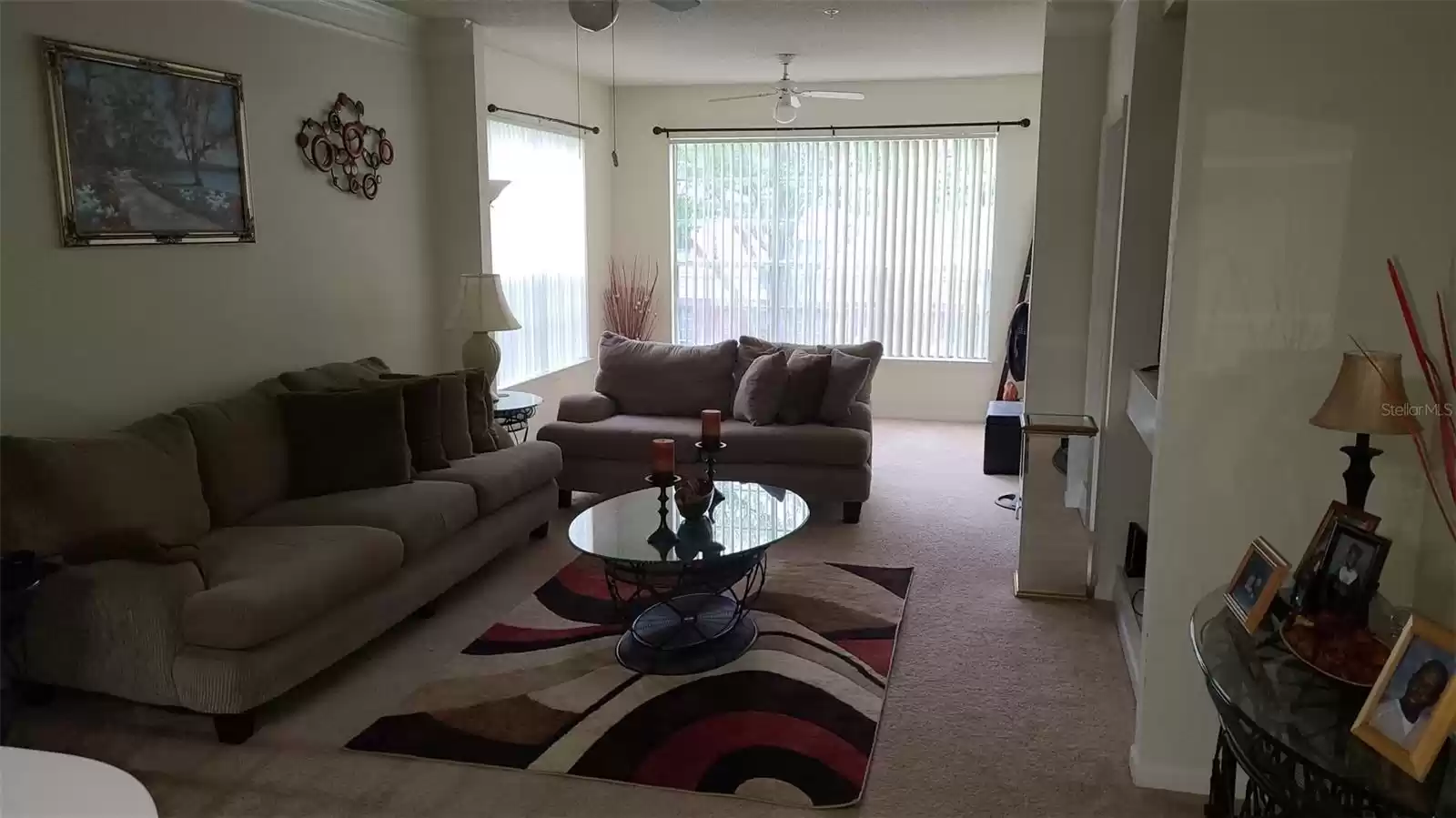 Open concept long living room.