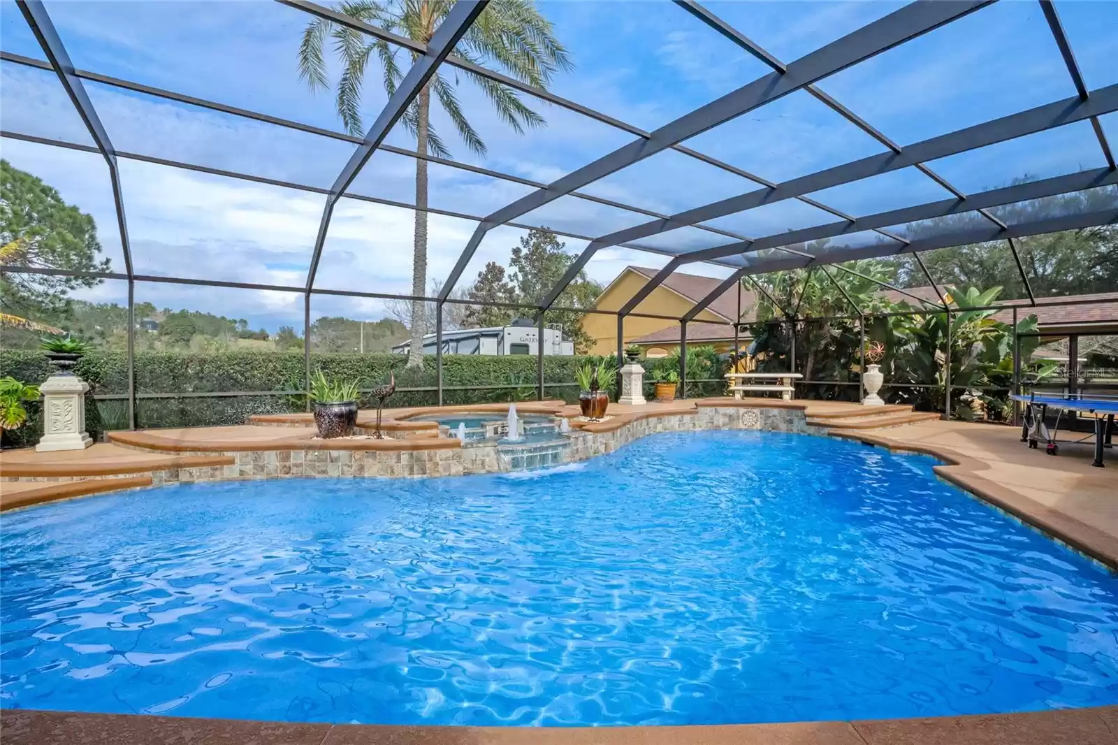 Sparkling Pool with Fountain