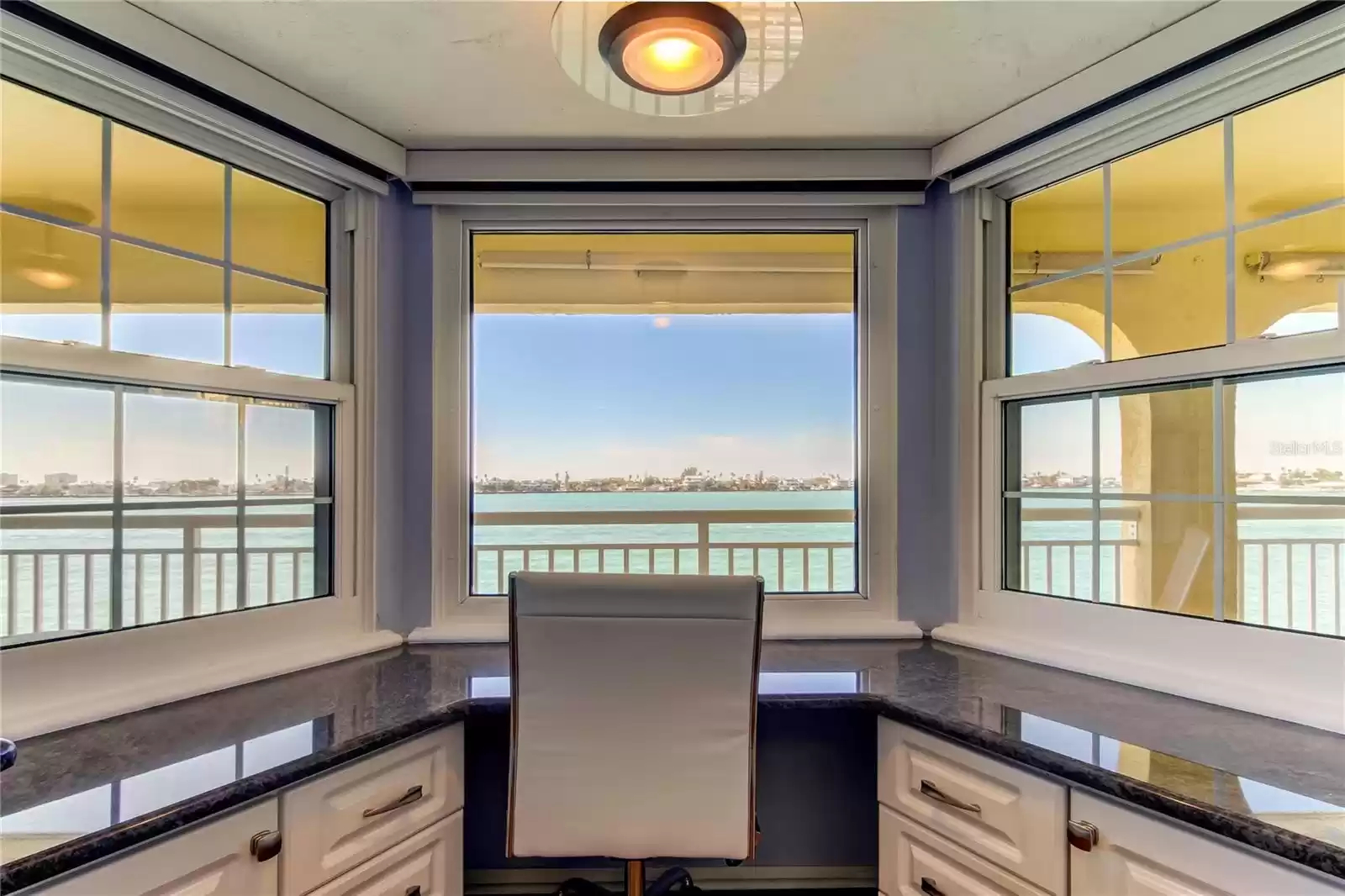 Custom Built-in Desk Area overlooking Water in Kitchen