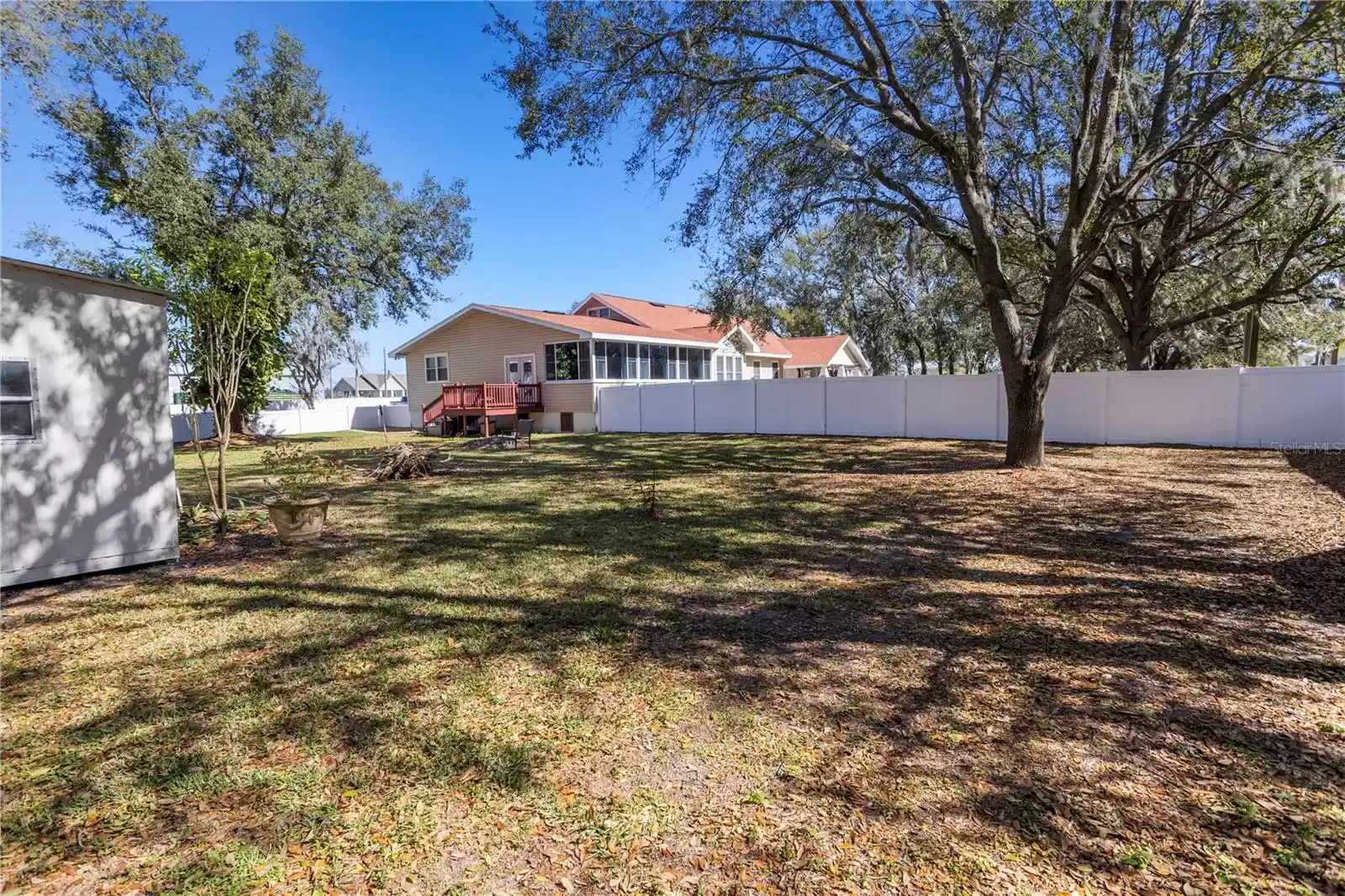 fenced back yard