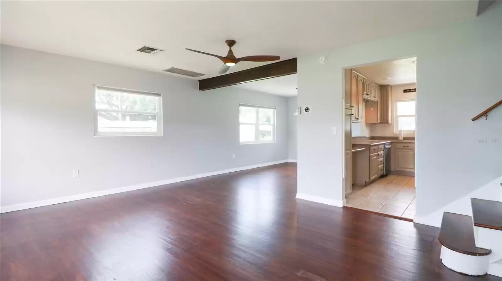 Real wood floors just refinished and fresh paint throughout