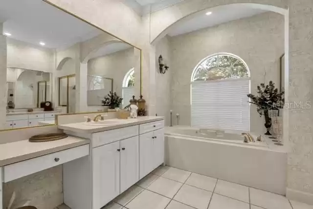 bath tub and his & her vanity