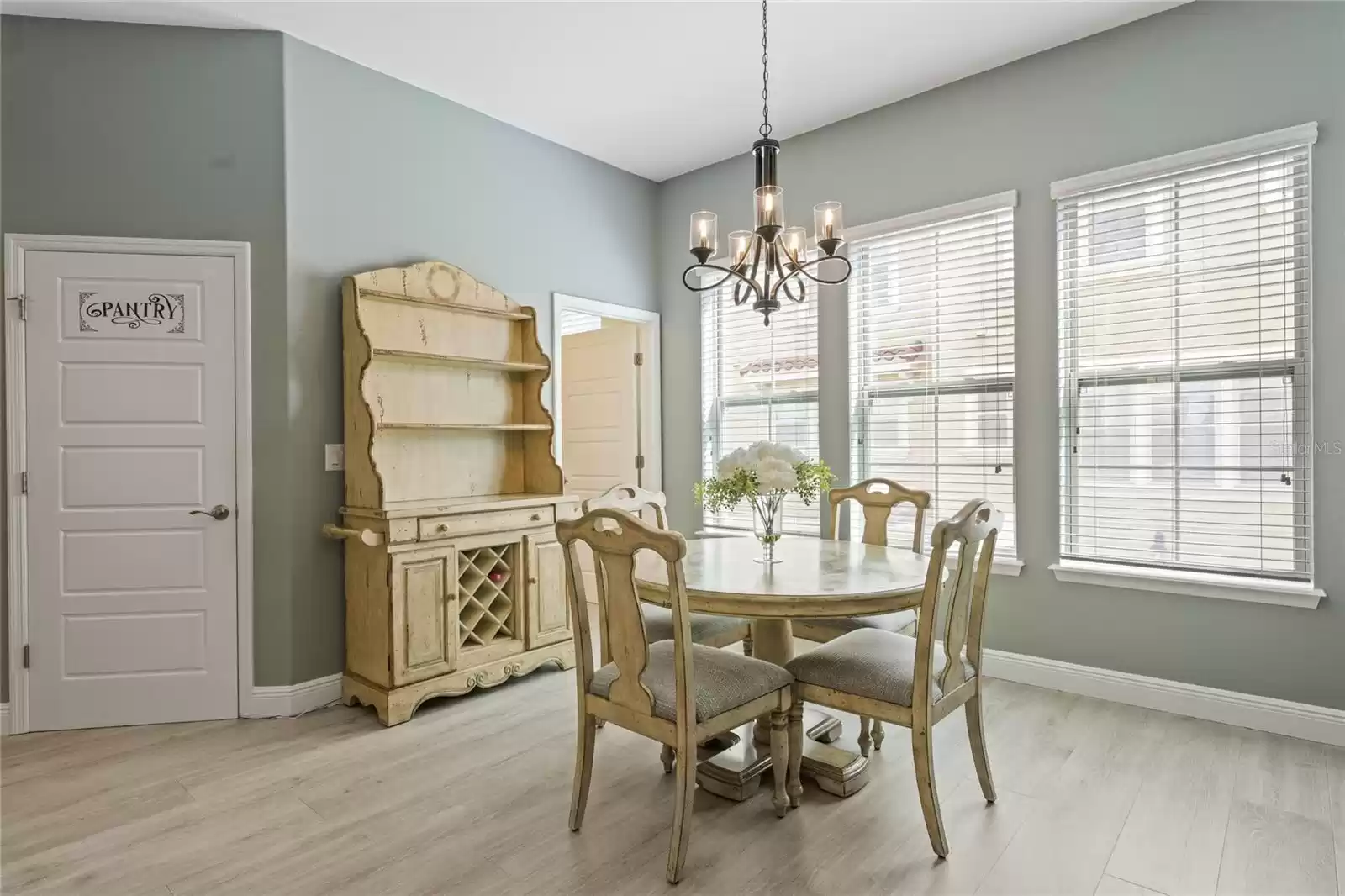 Dining area with large windows