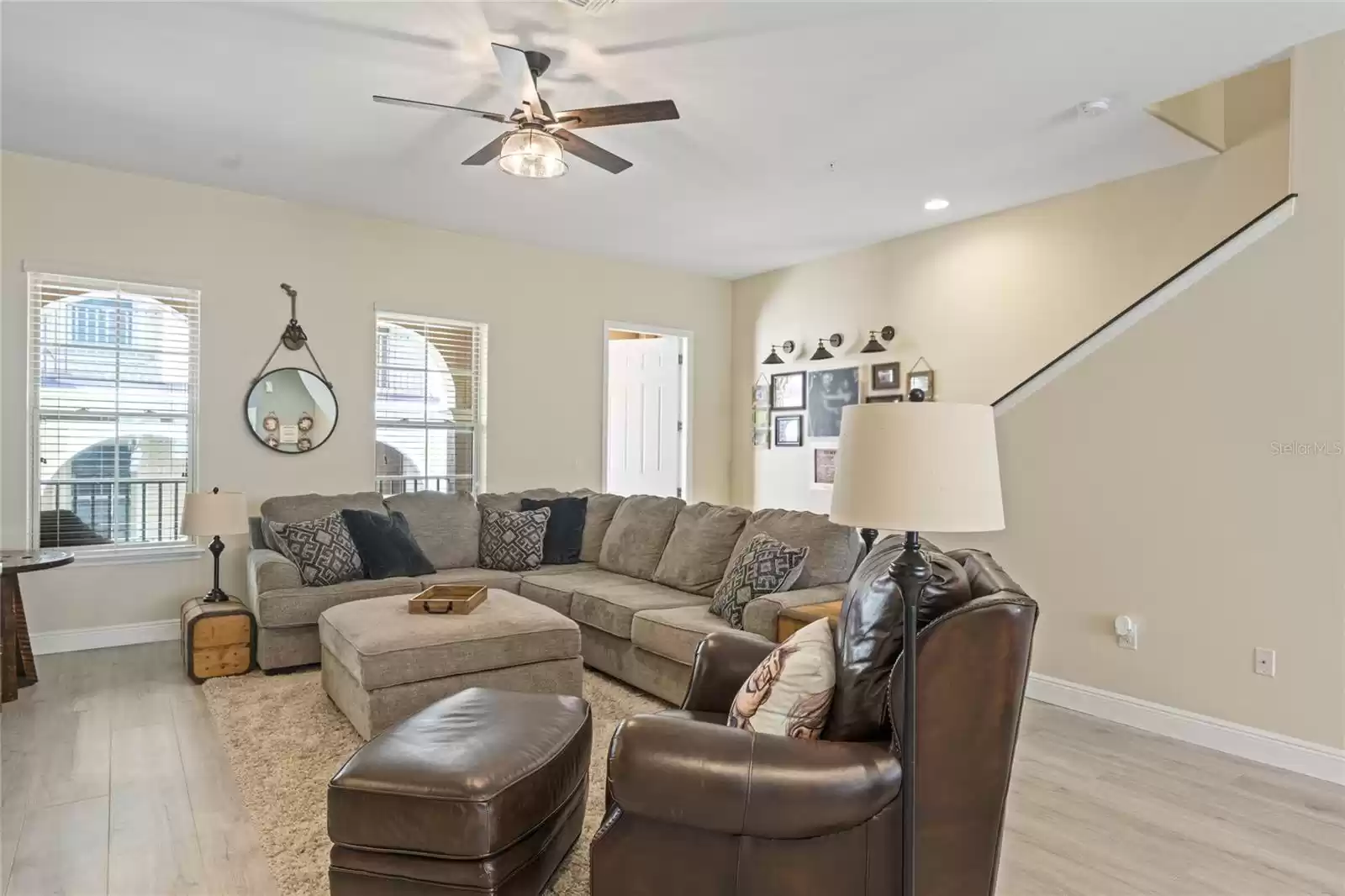 Living room with door to balcony