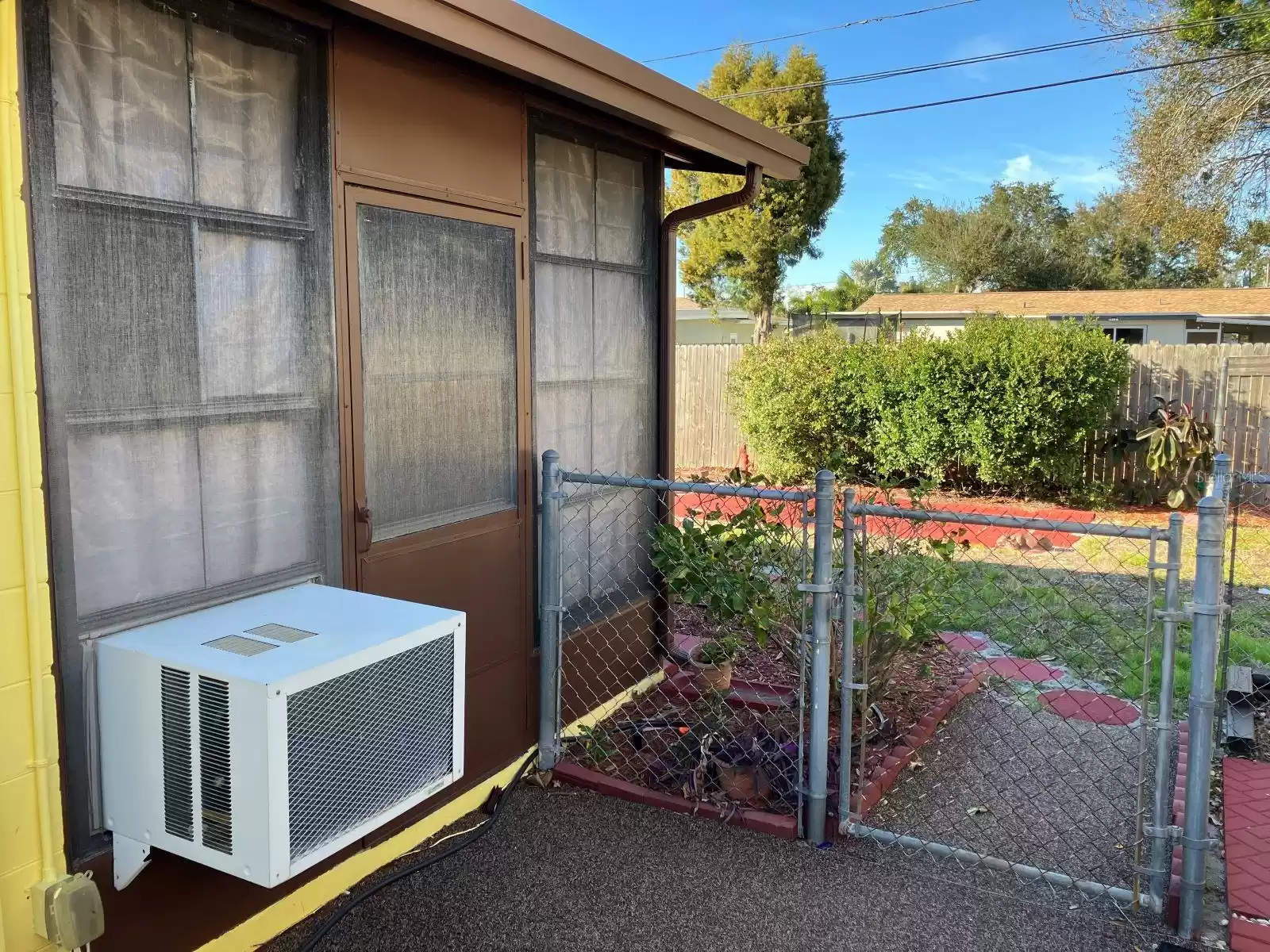 Exterior view of unit AC for screened porch