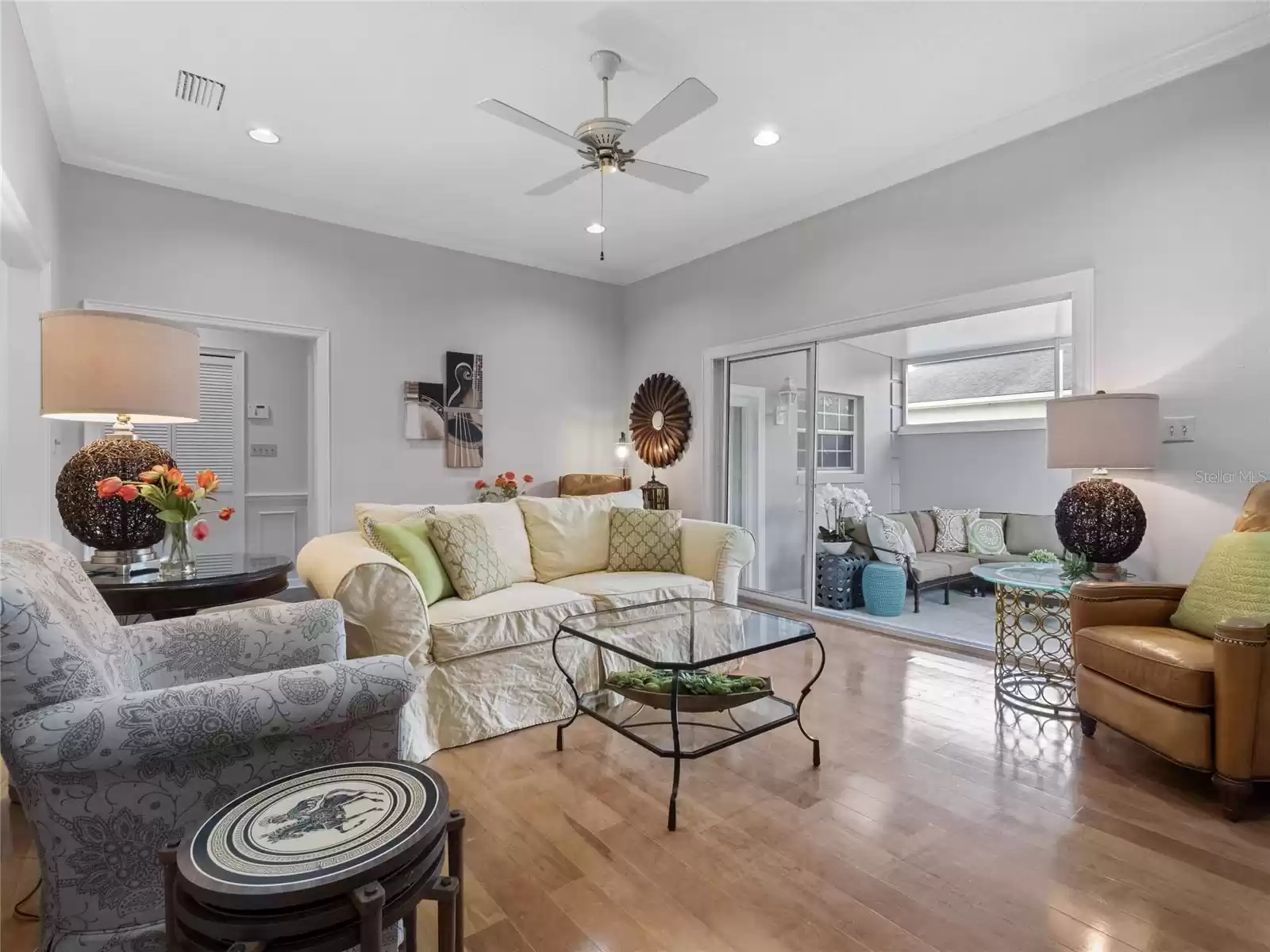 Family room opens to porch with triple sliders