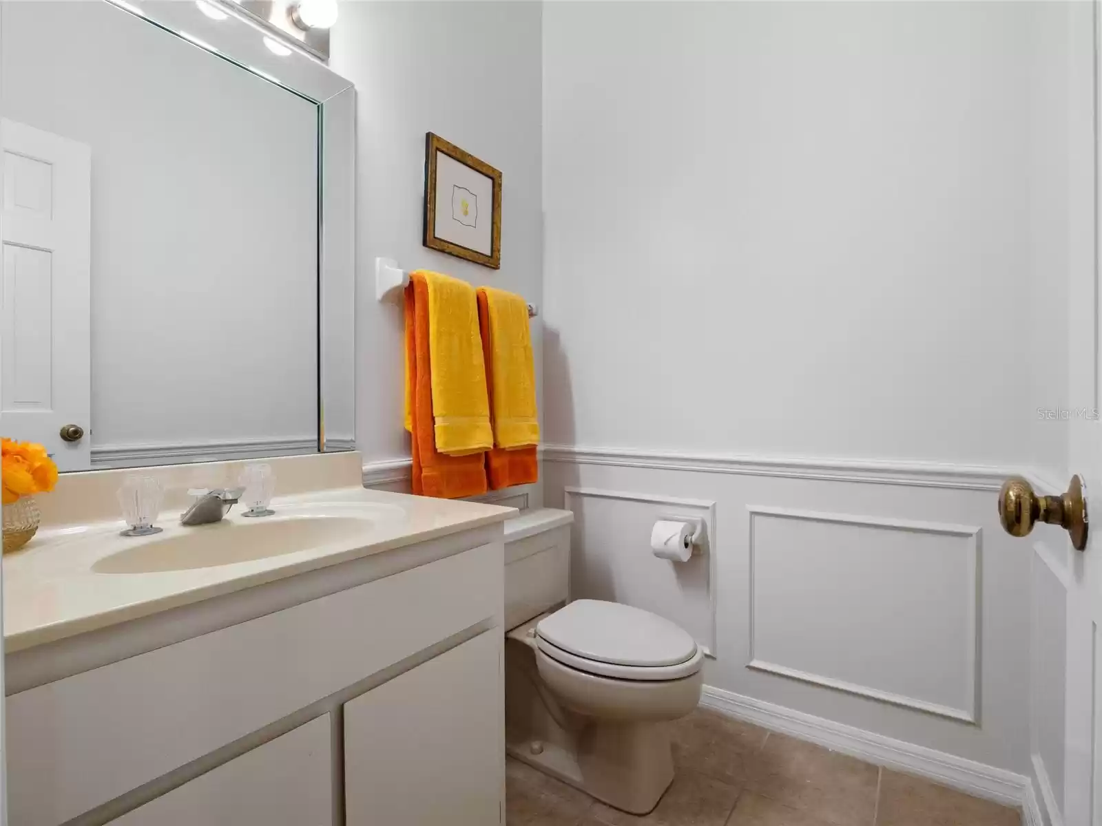 Powder room off gallery hall