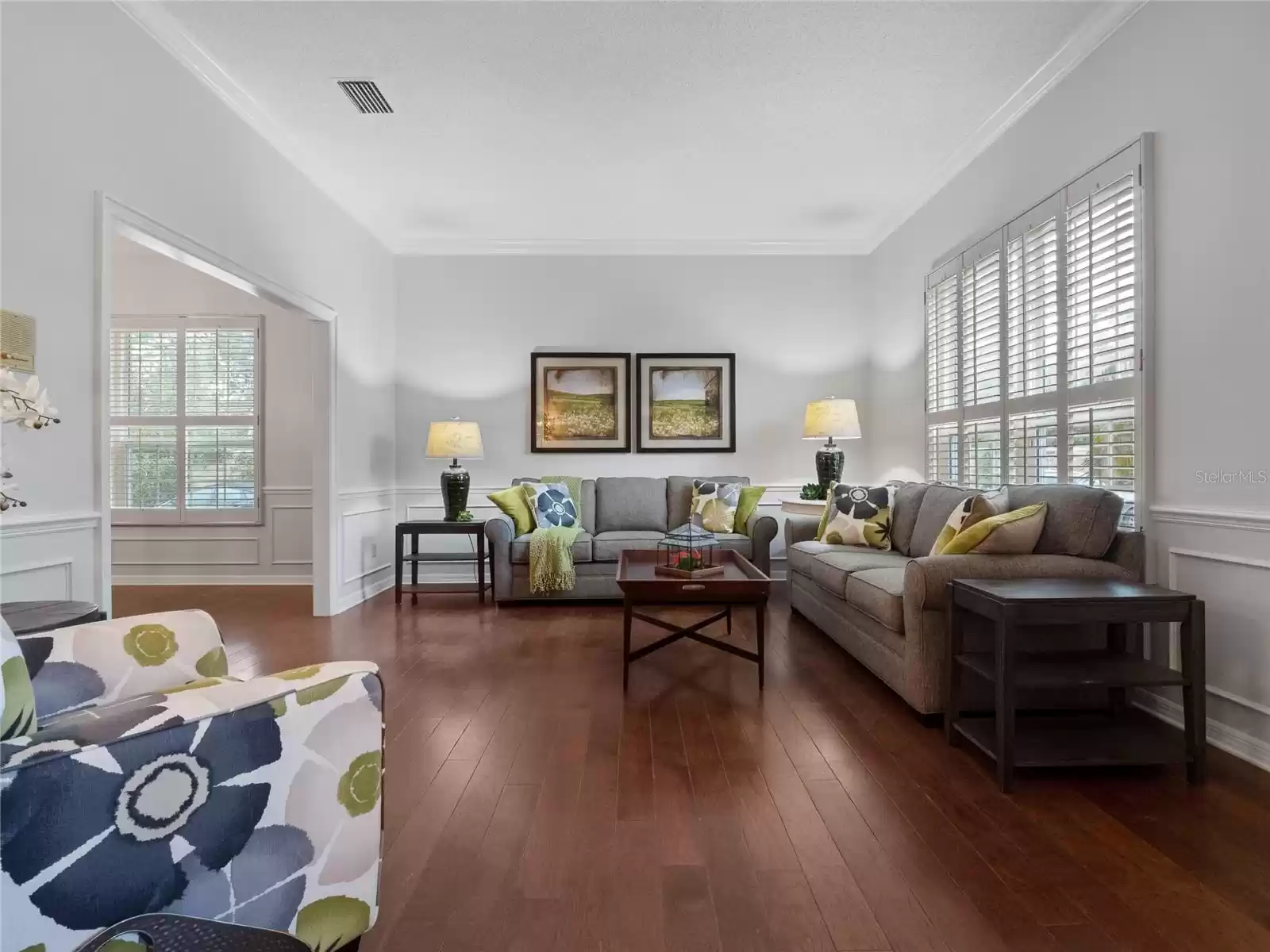 Living room with wood floors