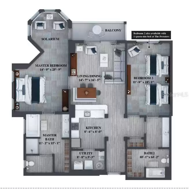 The biggest 2-Bedroom plan