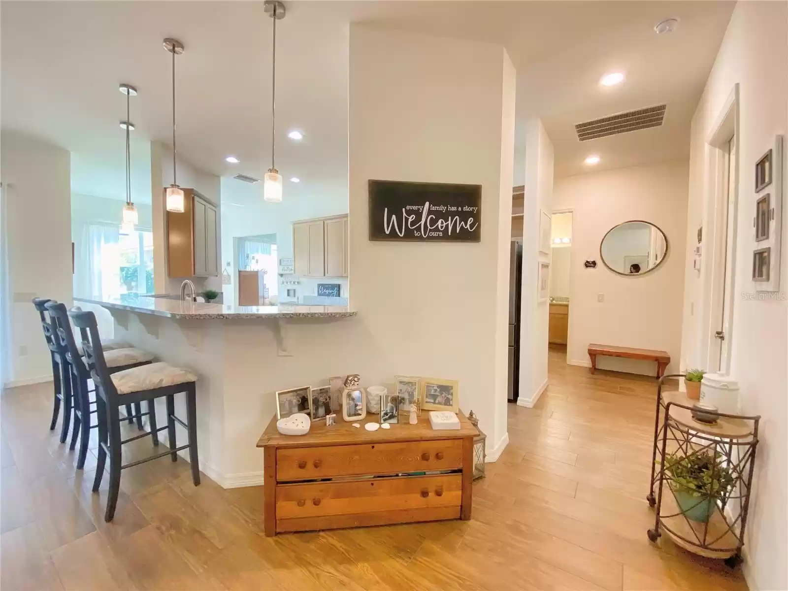 Breakfast Bar and Hallway to Guest Living Space