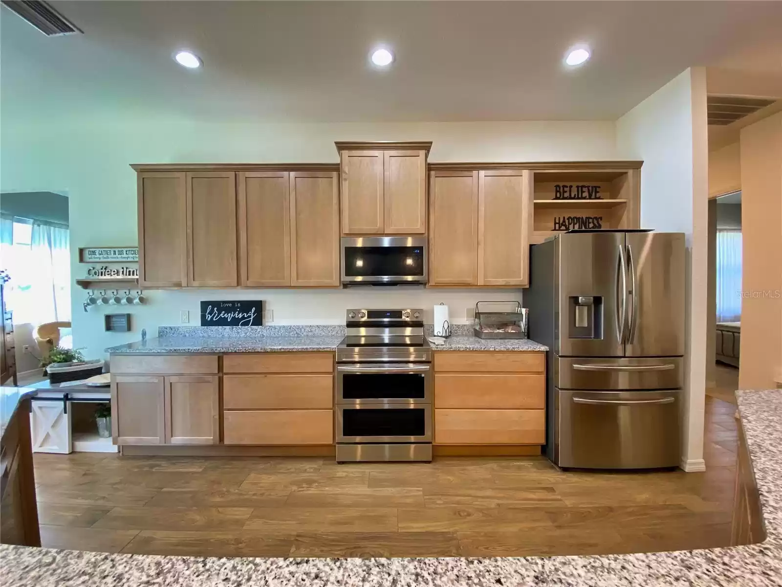 Recessed Lighting. Drawers and Cabinets in the Kitchen