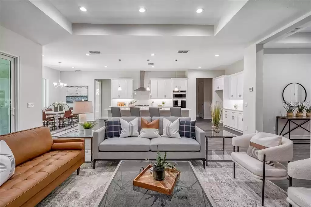 Staged living room of model home