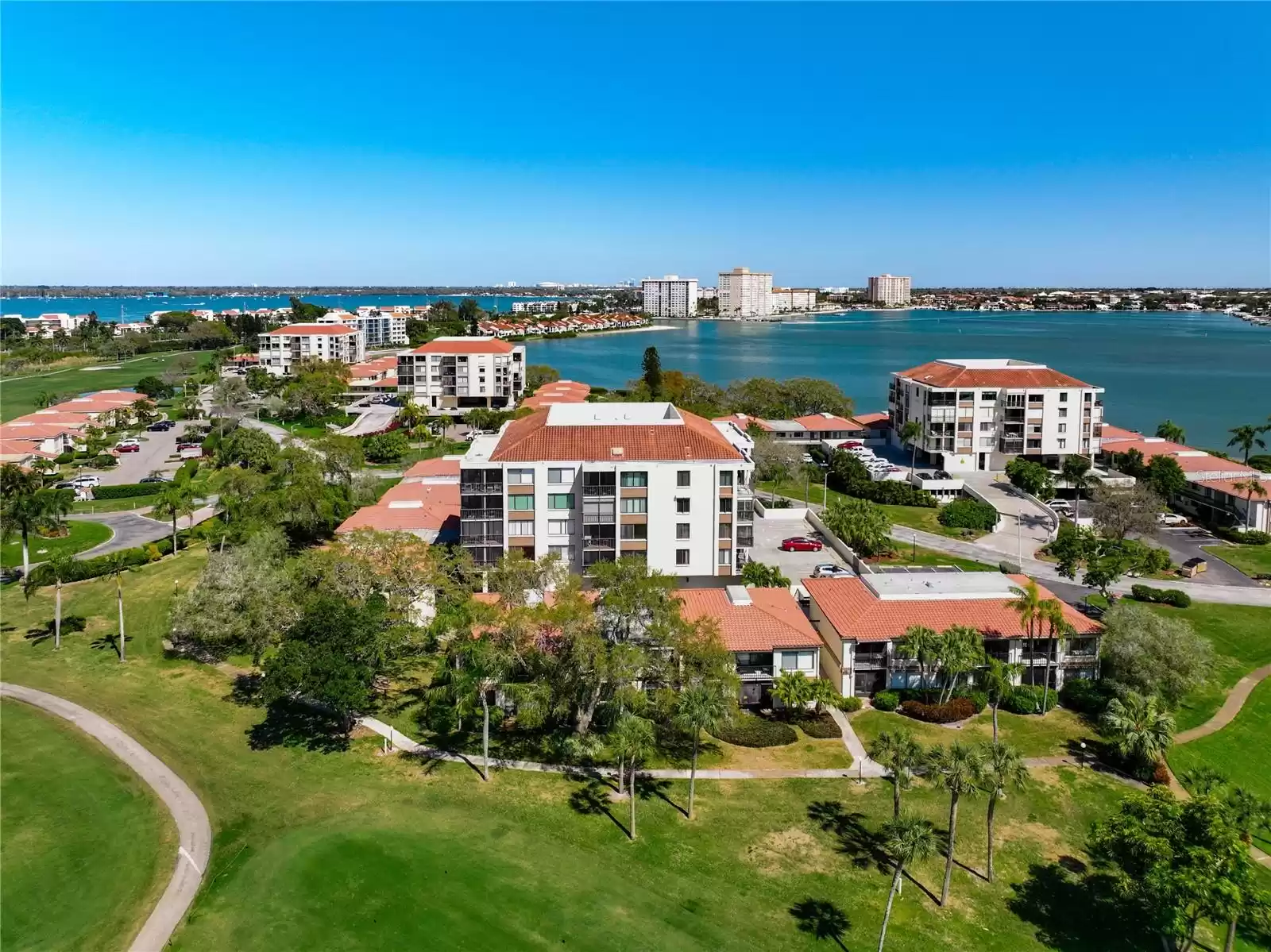 Aerial view of building D looking northeast. Downtown St Petersburg is in the far background.