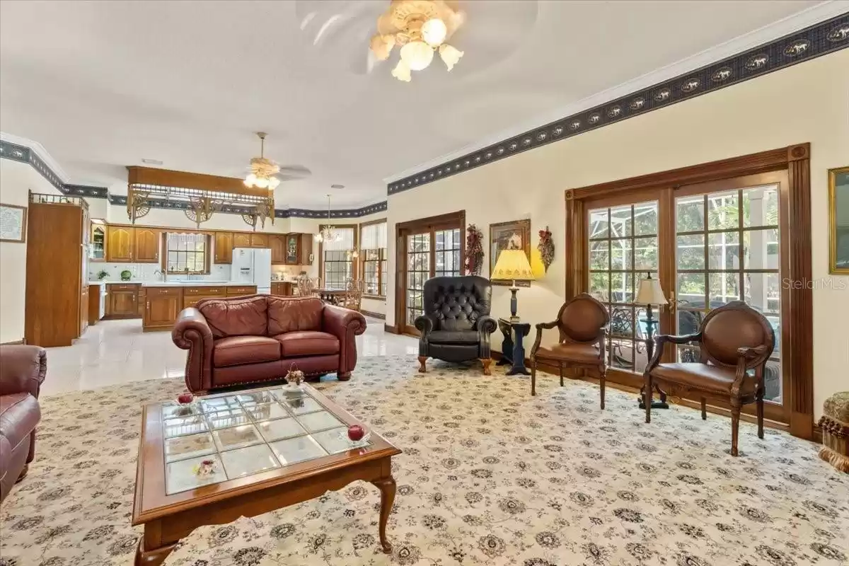 Family Room with French Doors to Patio