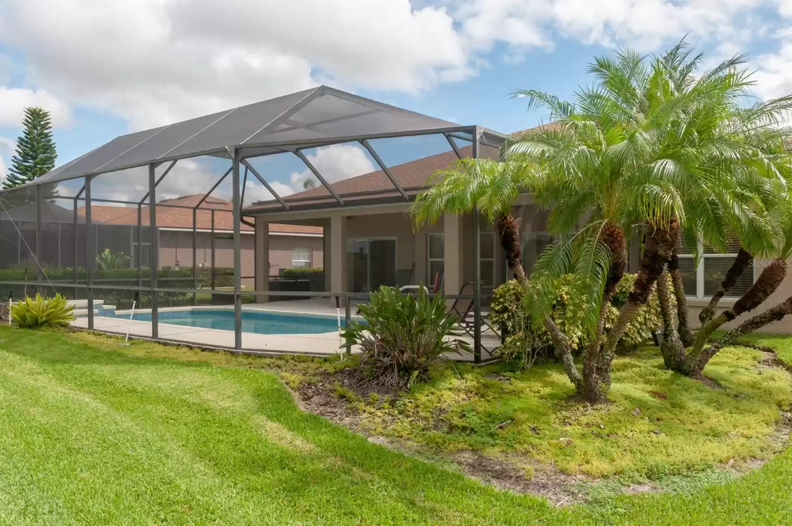 Beautiful landscaping in back yard for privacy