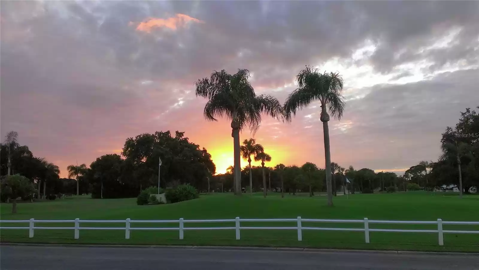 Beautiful sunsets in the community over the golf course.