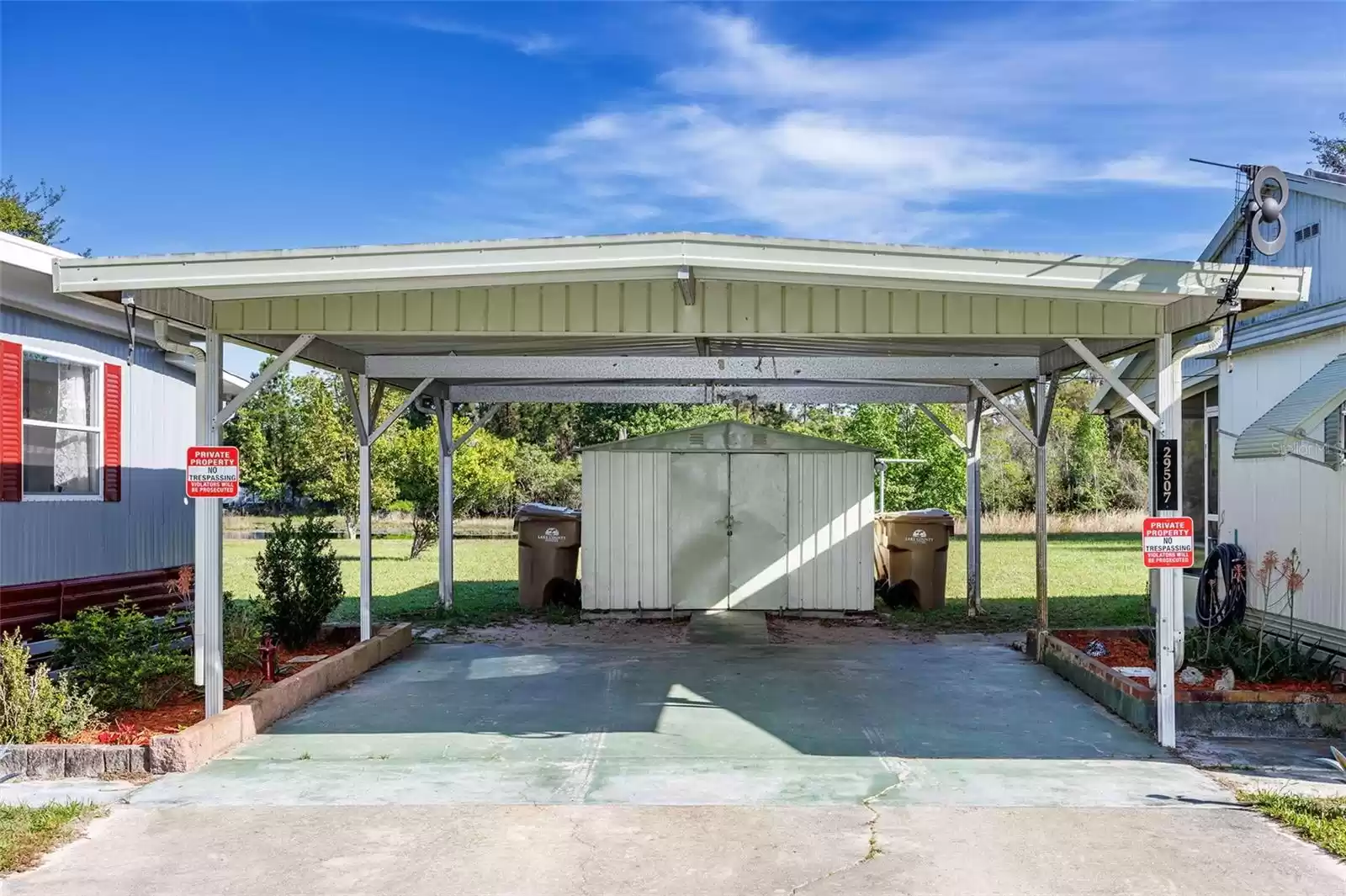 Shared carport.