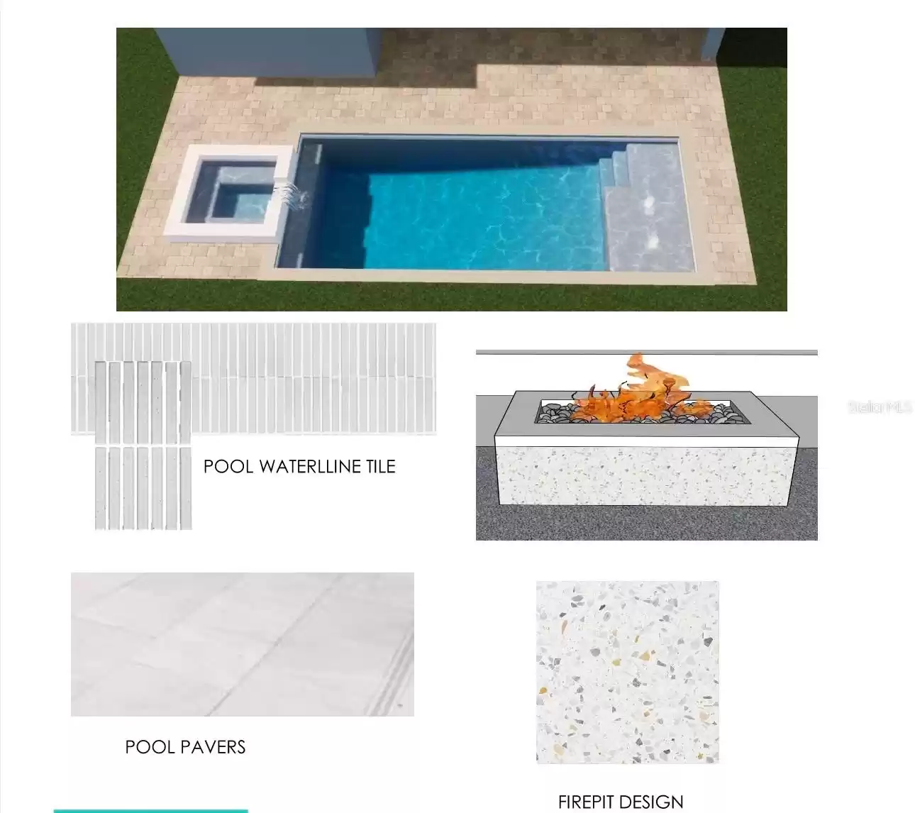 Glencoe pool and fire pit design