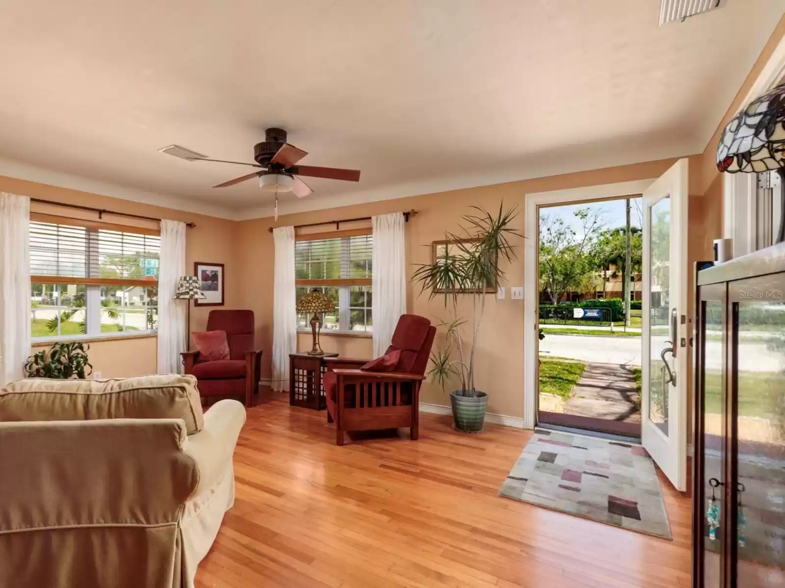 Living Room Displaying Neighborhood Views