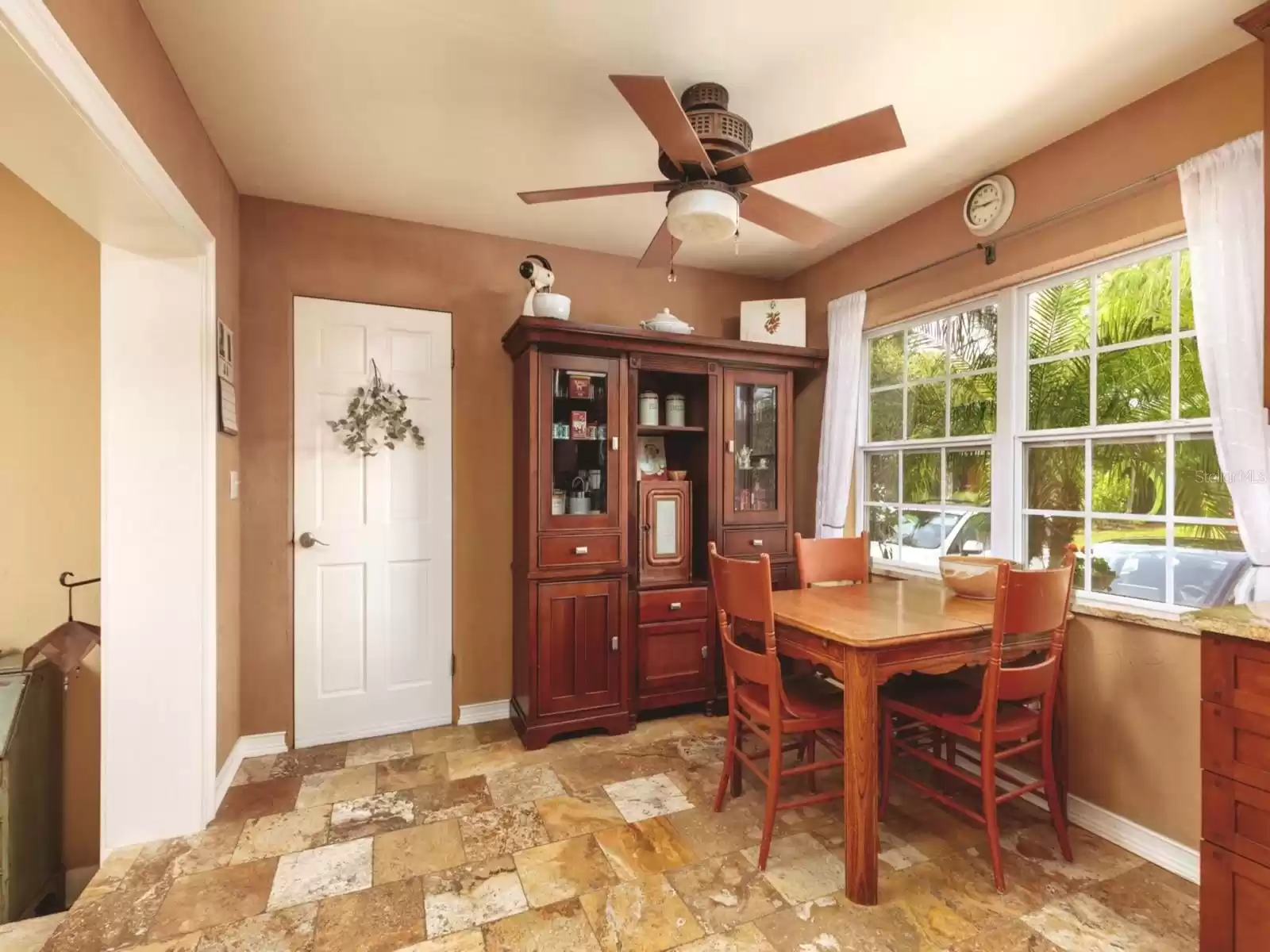 Kitchen with multiple outside views