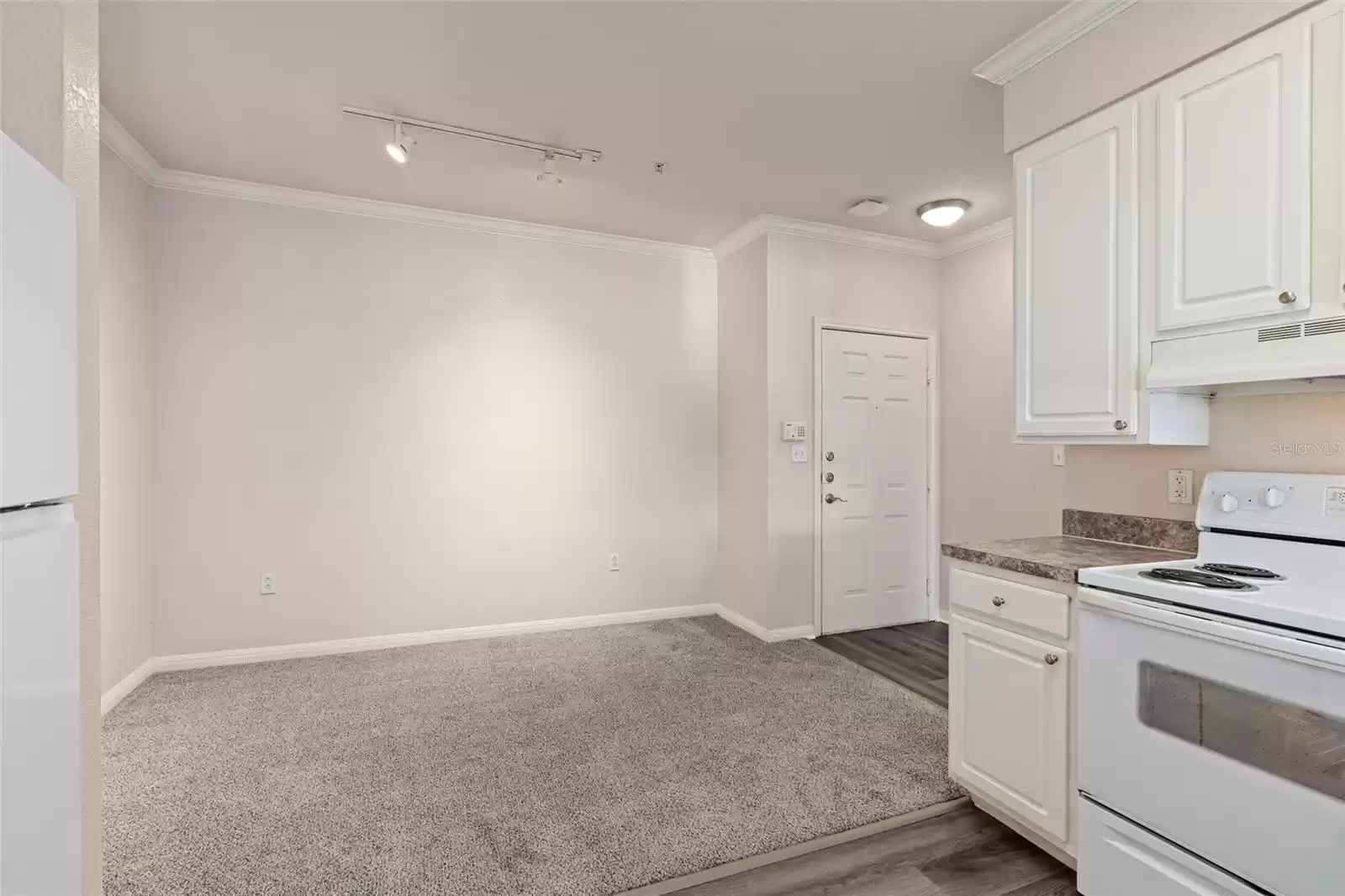 view from kitchen to dining area