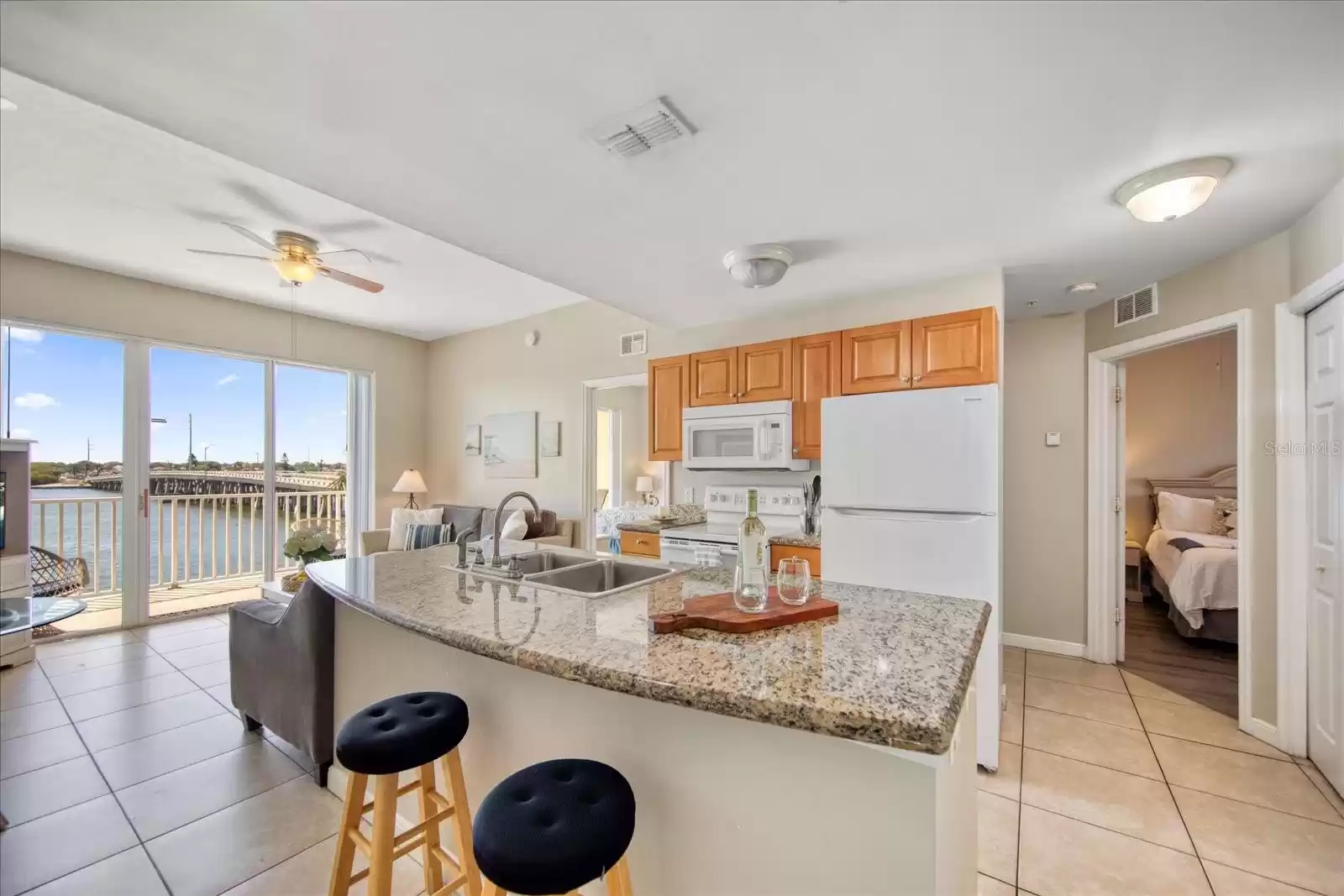 Wide open kitchen with large island.