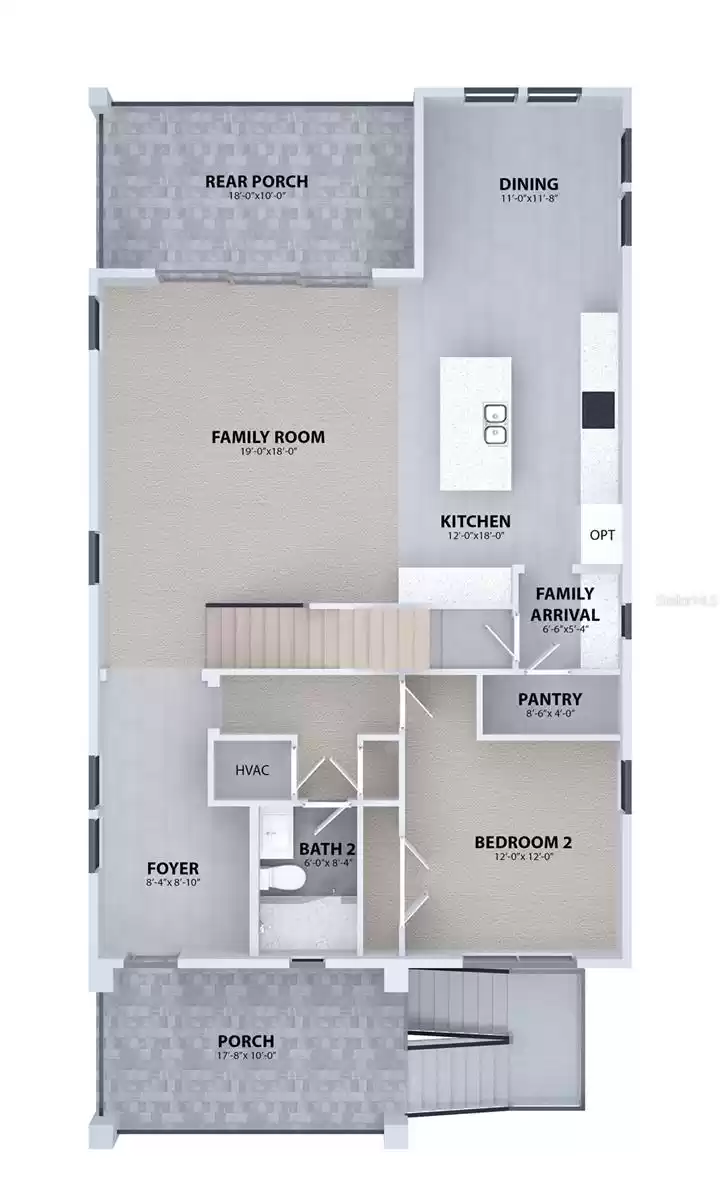 Photos depict a 3D rendering of the plan that may show options/upgrades no longer available for the finished product.