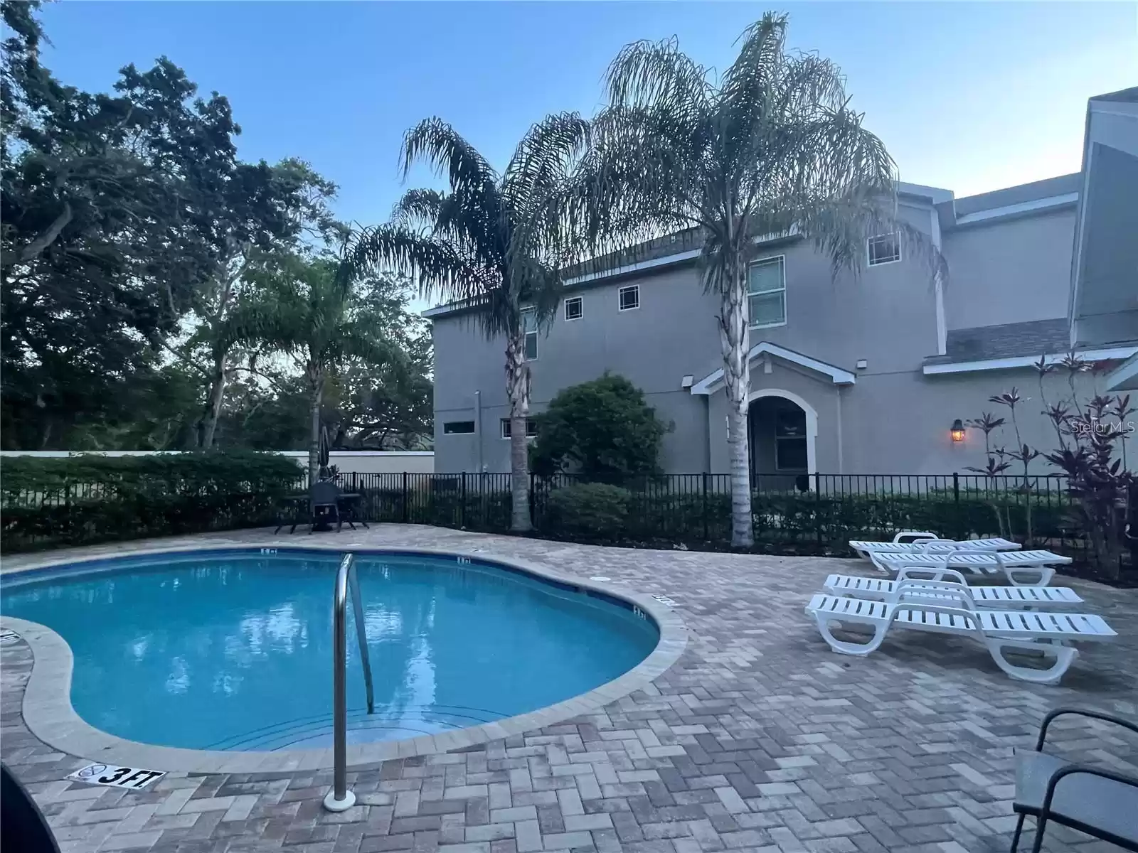 pool at dusk