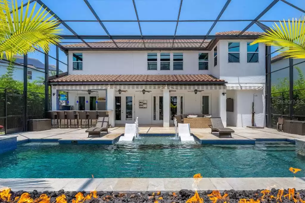 Fire-pit overlooking the pool + spa