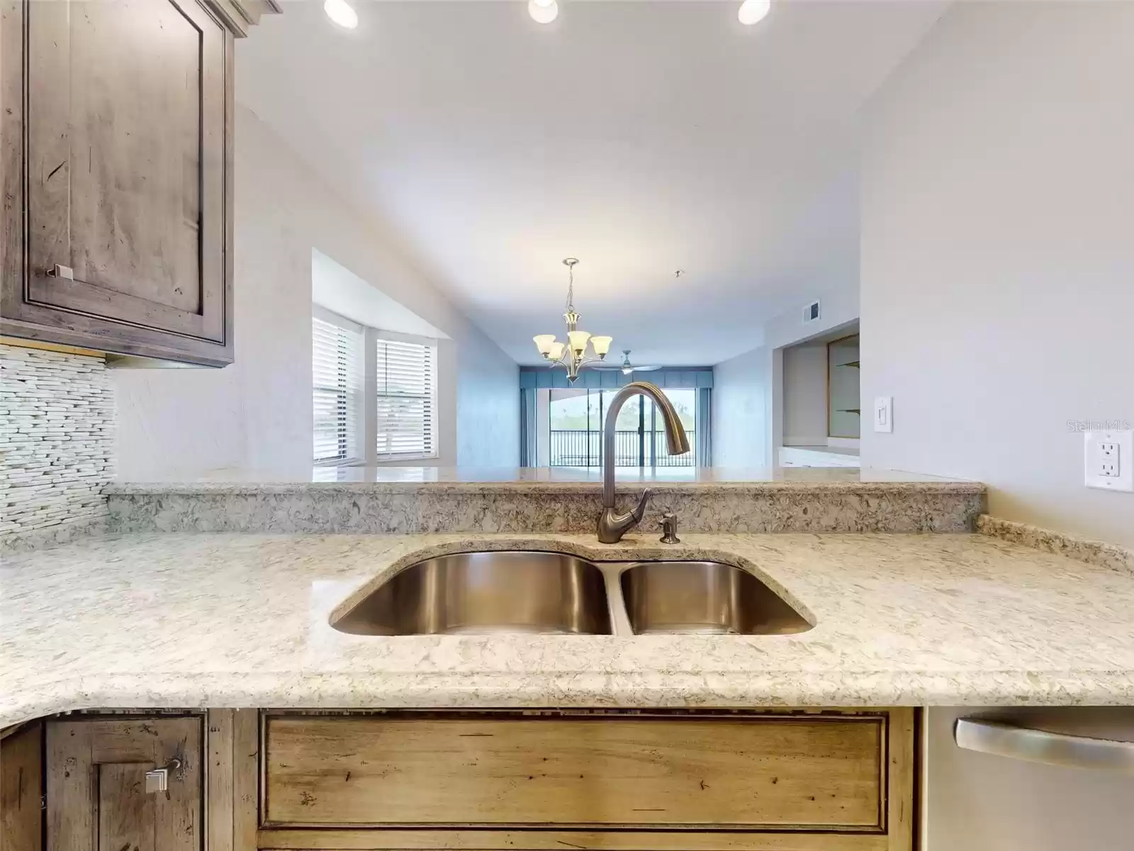 Kitchen overlooking living area