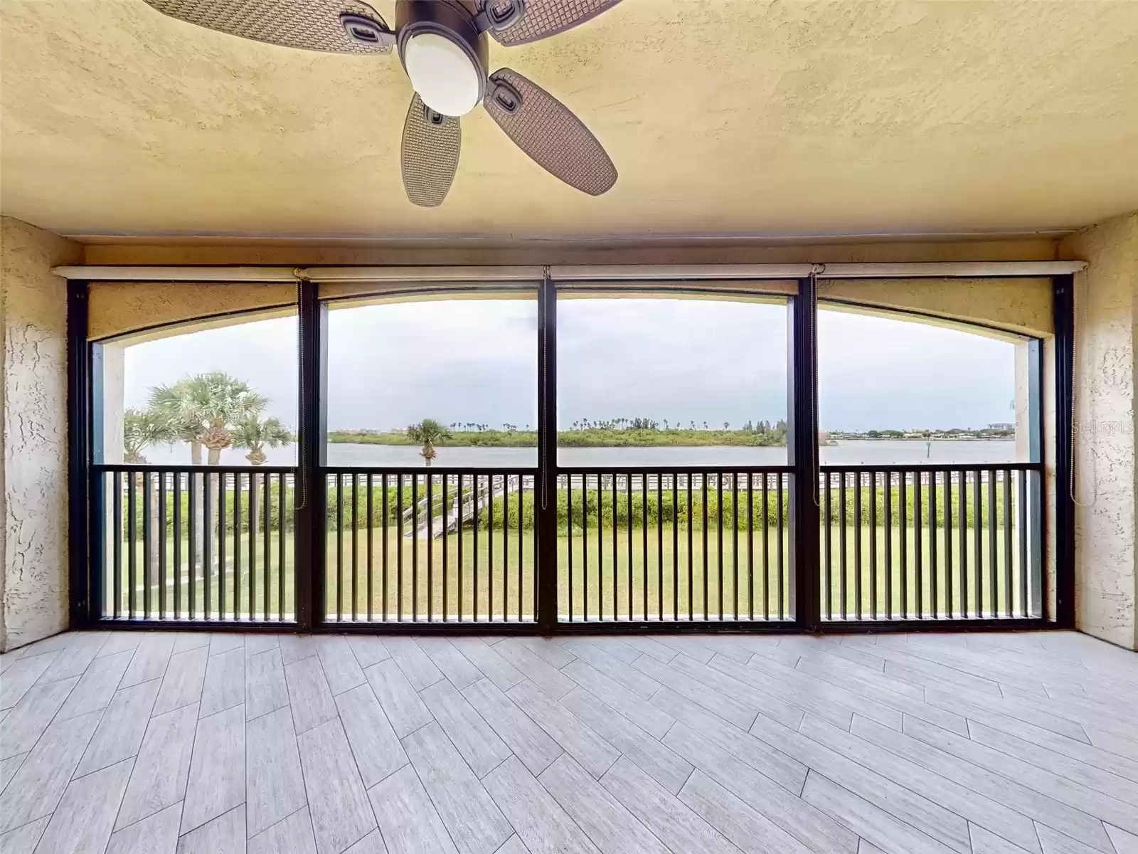 Tiled lanai view from living room