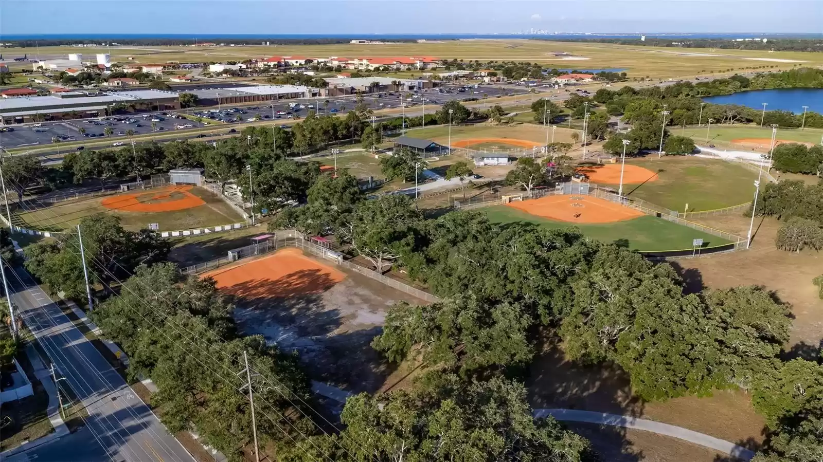 Aerial view of nearby Gadsden Park with sport fields and walking trails