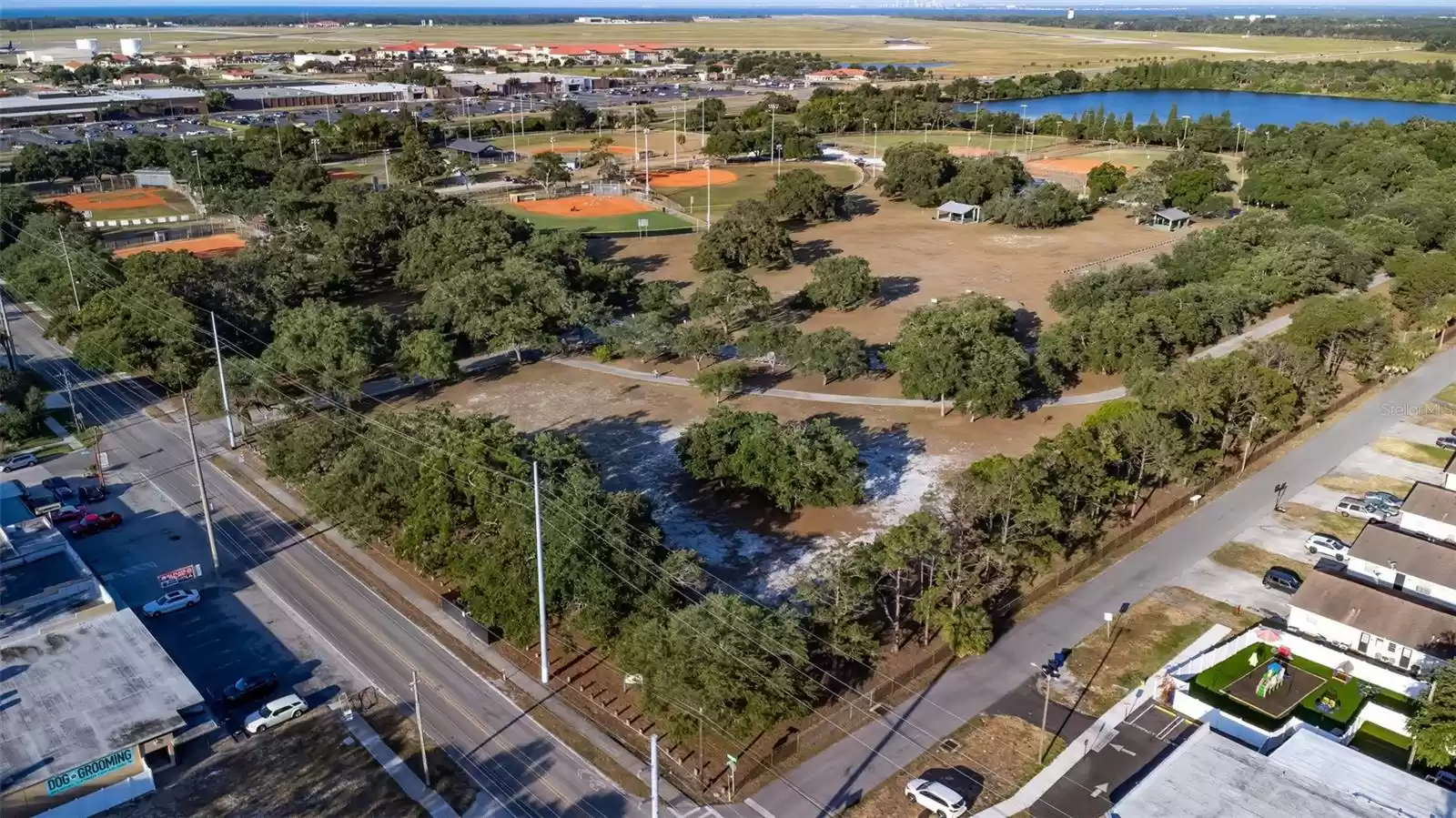 Aerial view of nearby Gadsden Park with sport fields and jogging trails